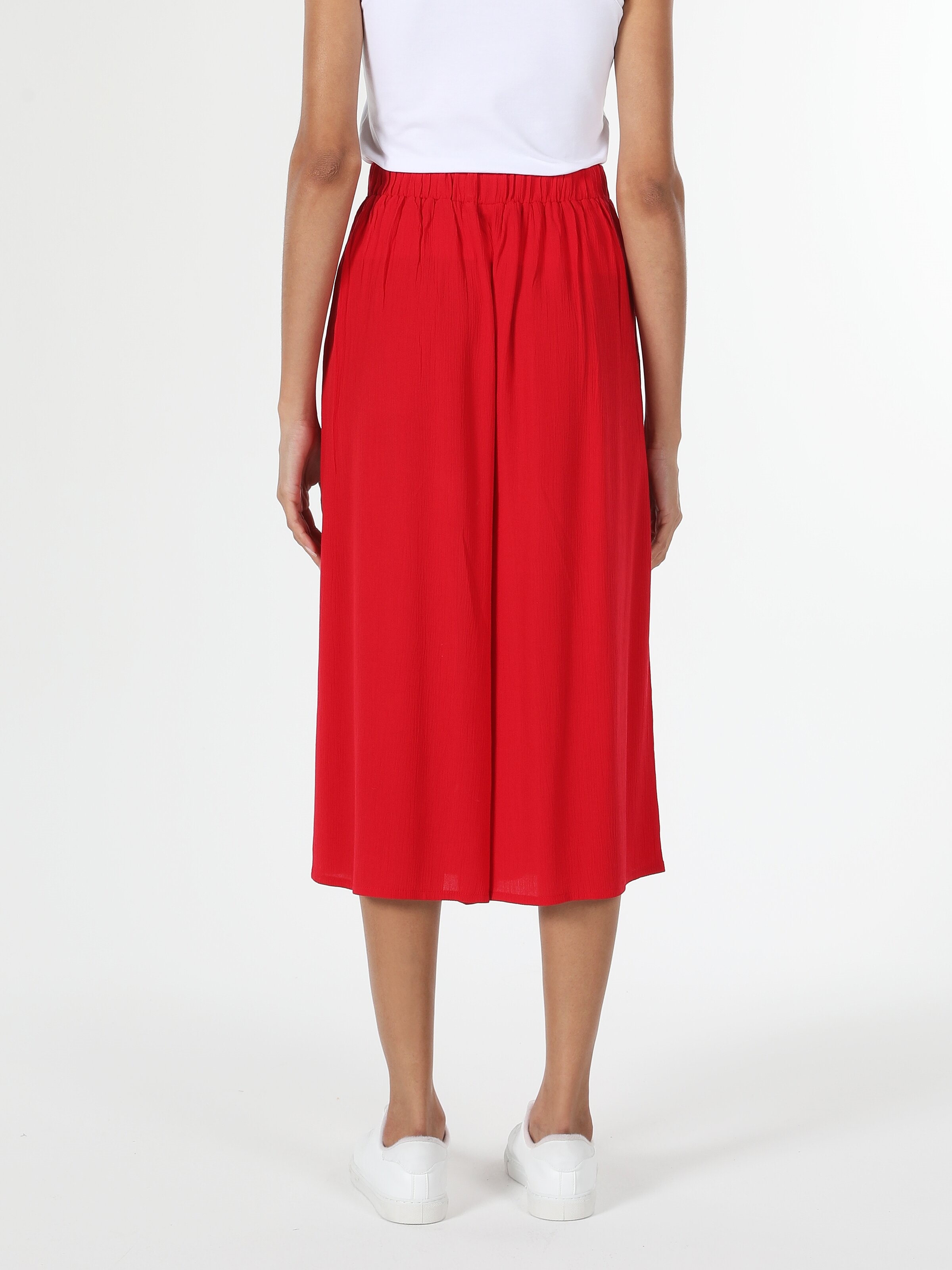 Colins Regular Fit Yüksek Bel Geniş Paça Kadın Kırmızı Pantolon. 2
