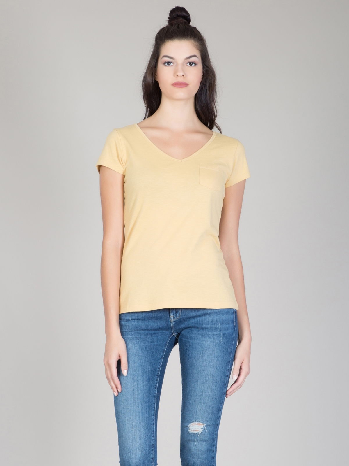 Colins Yellow Woman Short Sleeve Tshirt. 1
