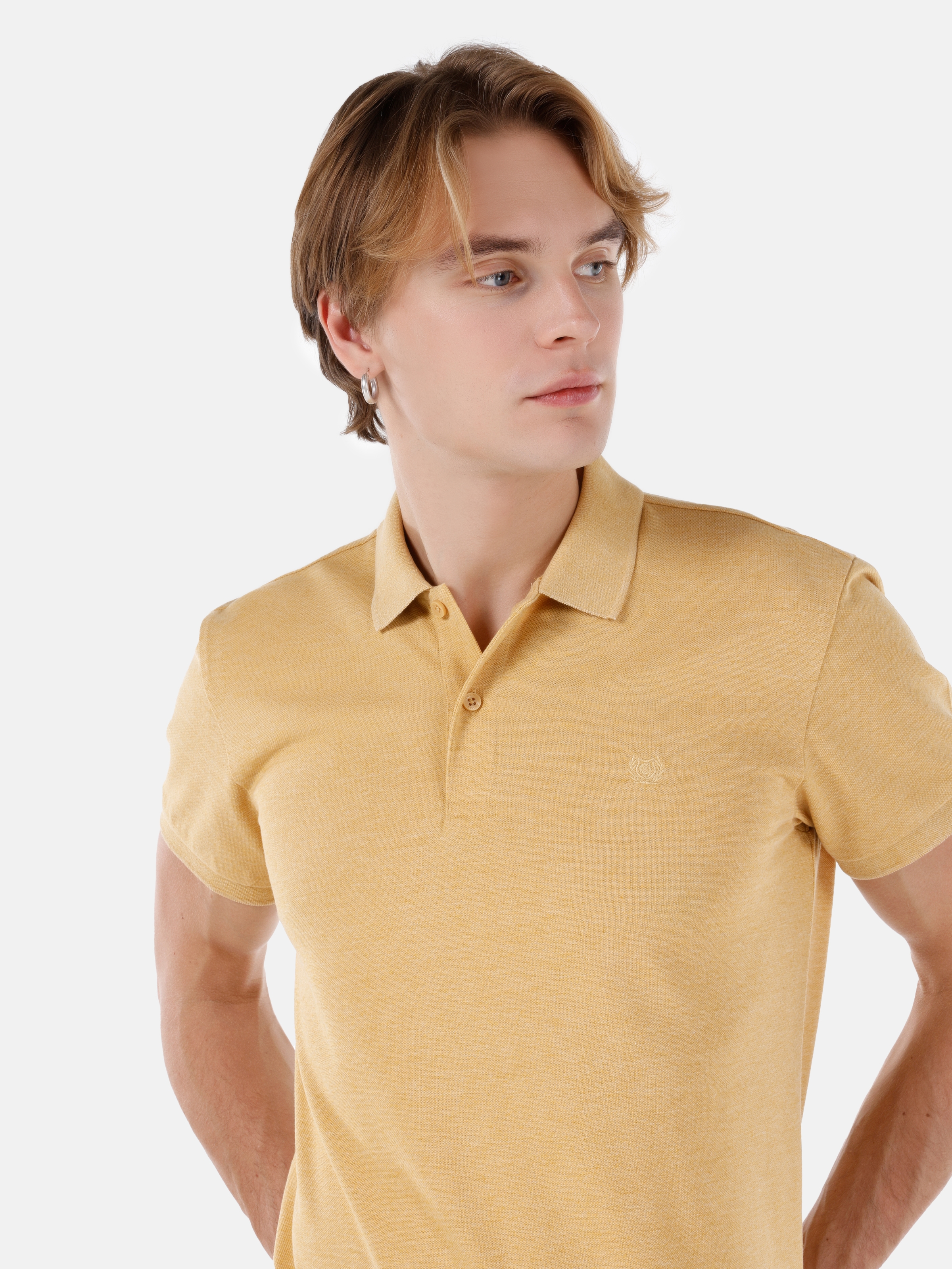 Regular Fit Basic Sarı Erkek Polo Yaka Kısa Kol Tişört Cltkttshm0766200