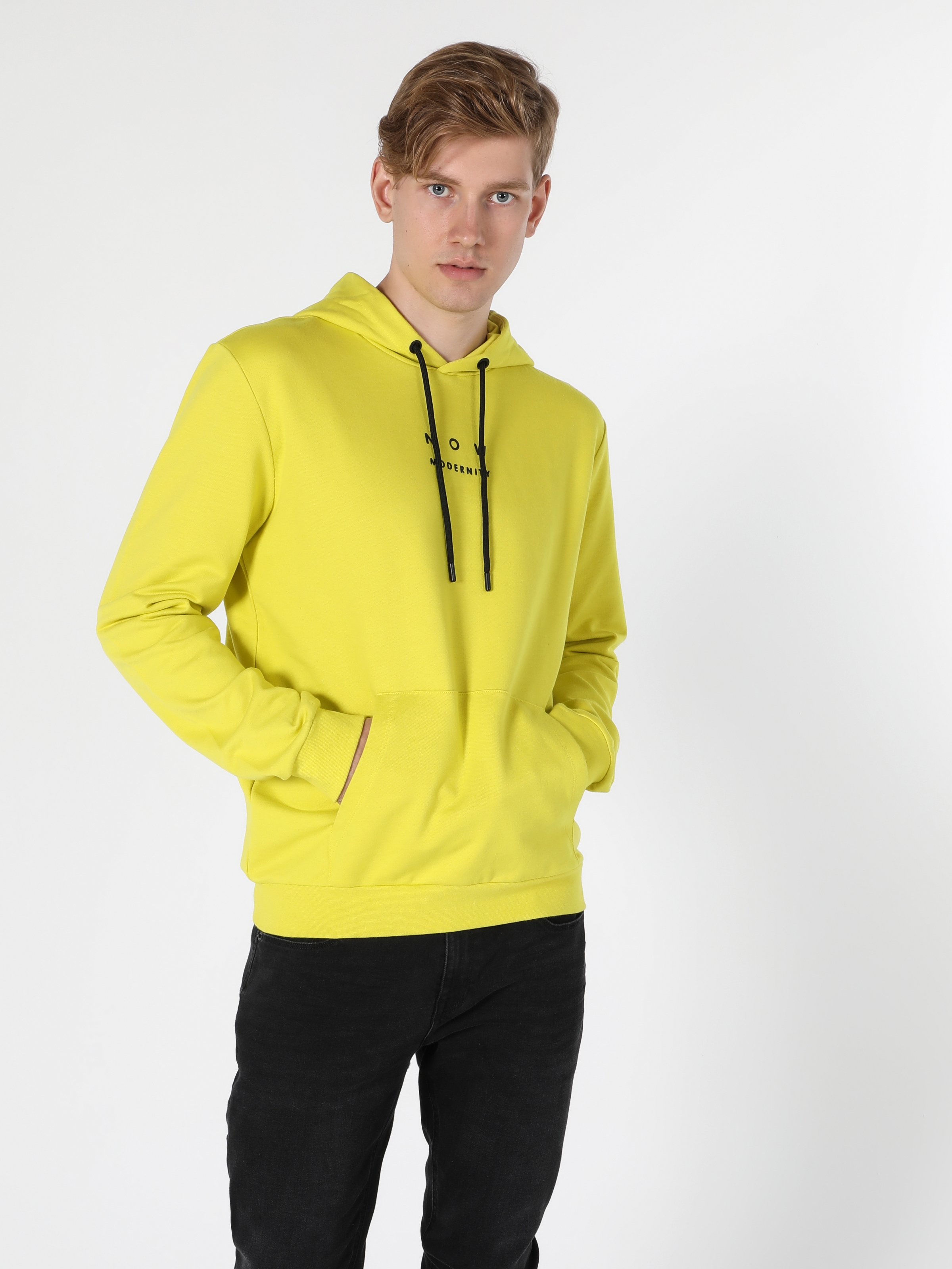 Regular Fit Sarı Erkek Sweatshirt