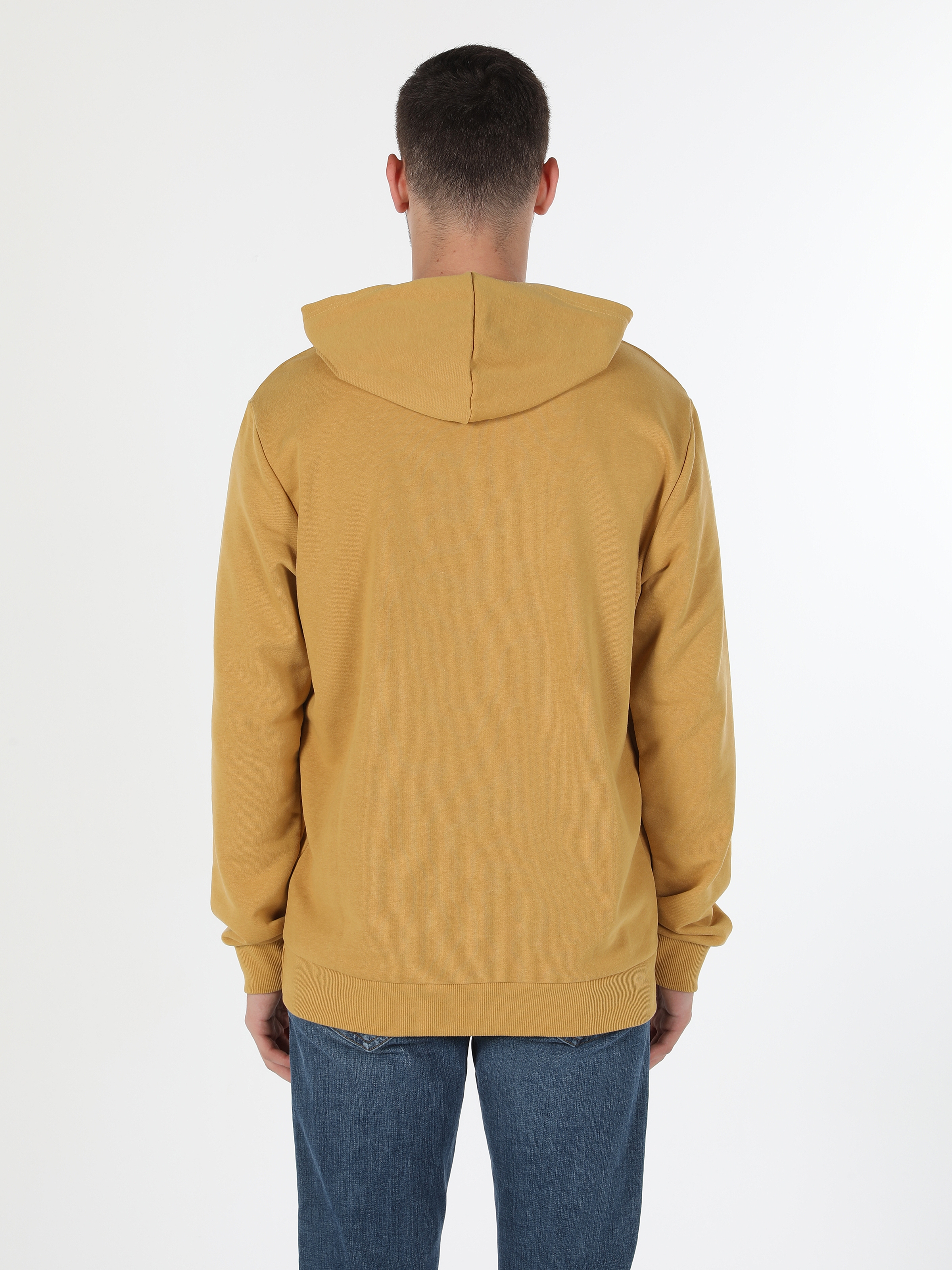Regular Fit Kapüşonlu Sarı Erkek Sweatshirt Cl1059871