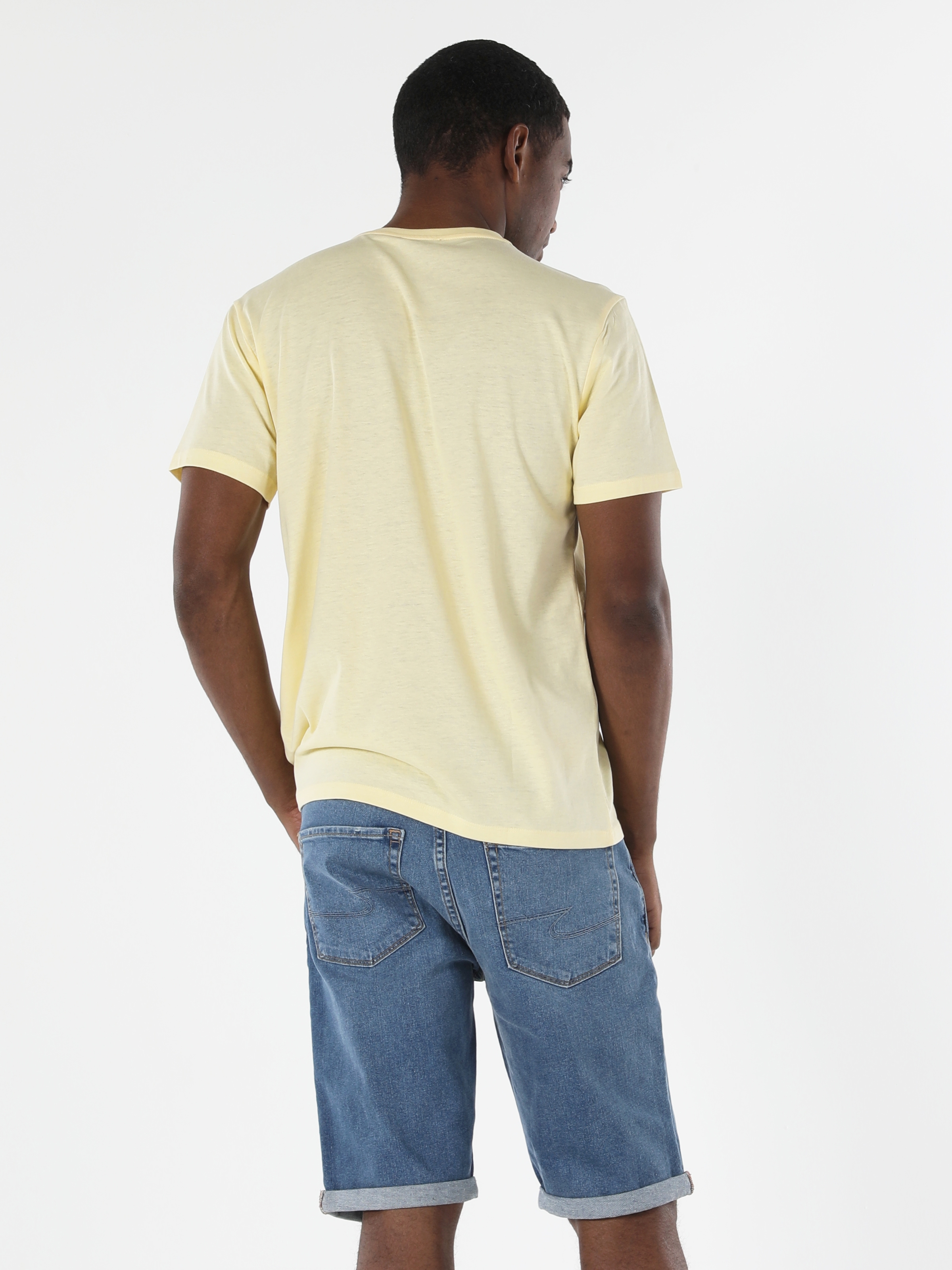 Regular Fit Polo Yaka Baskılı Sarı Erkek Kısa Kol Tişört Cl1059370