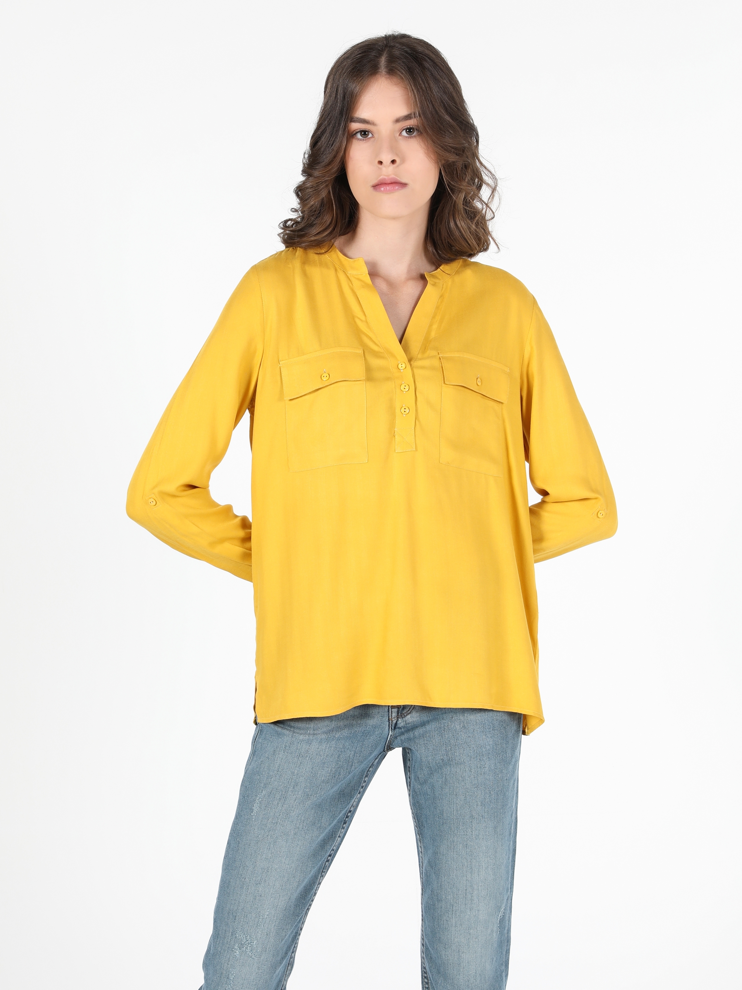 Colins Yellow Woman Long Sleeve Shirt. 4