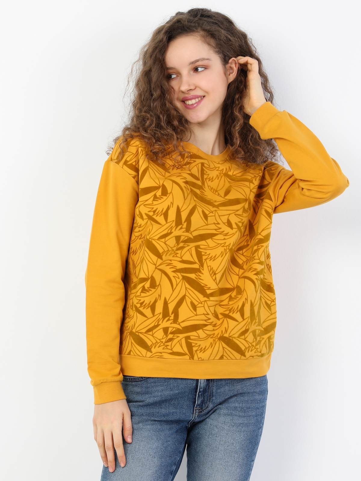 Colins Regular Sarı Sweatshirt. 5