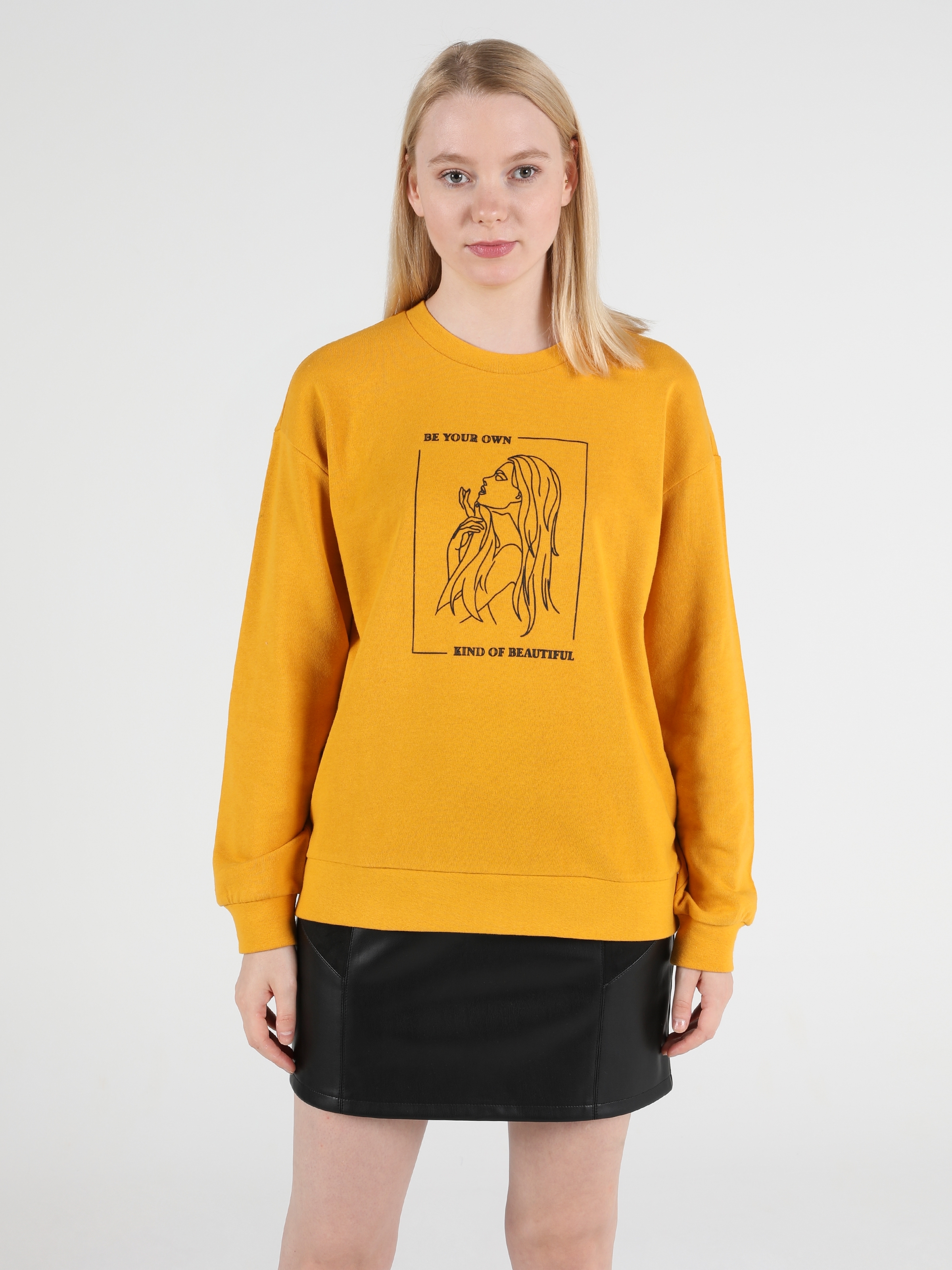  Sarı Kadın Sweatshirt