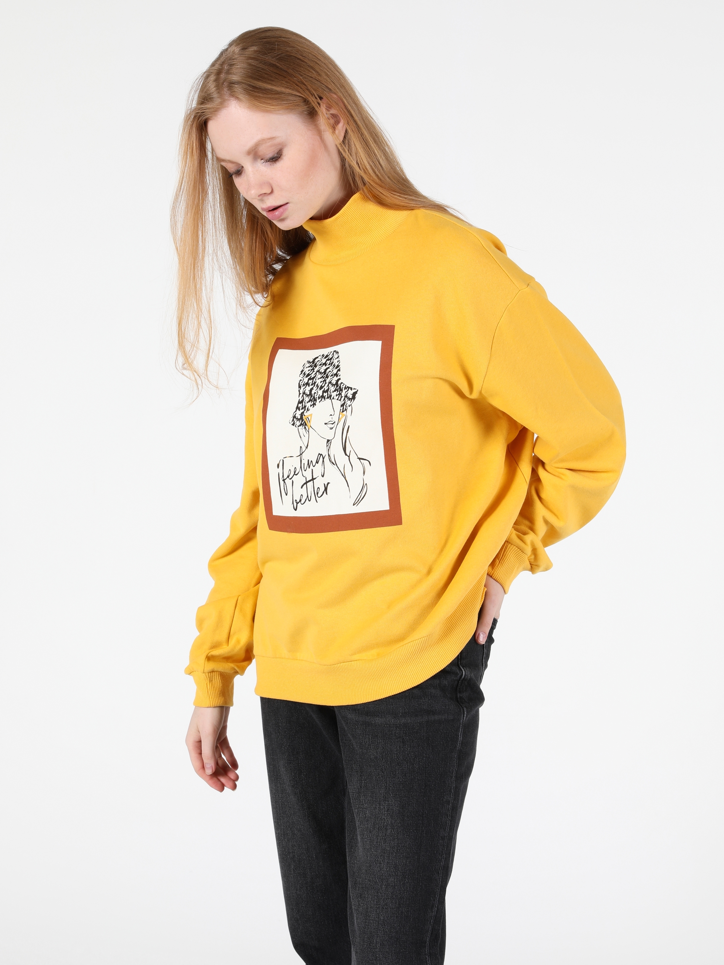 Sarı Kadın Sweatshirt
