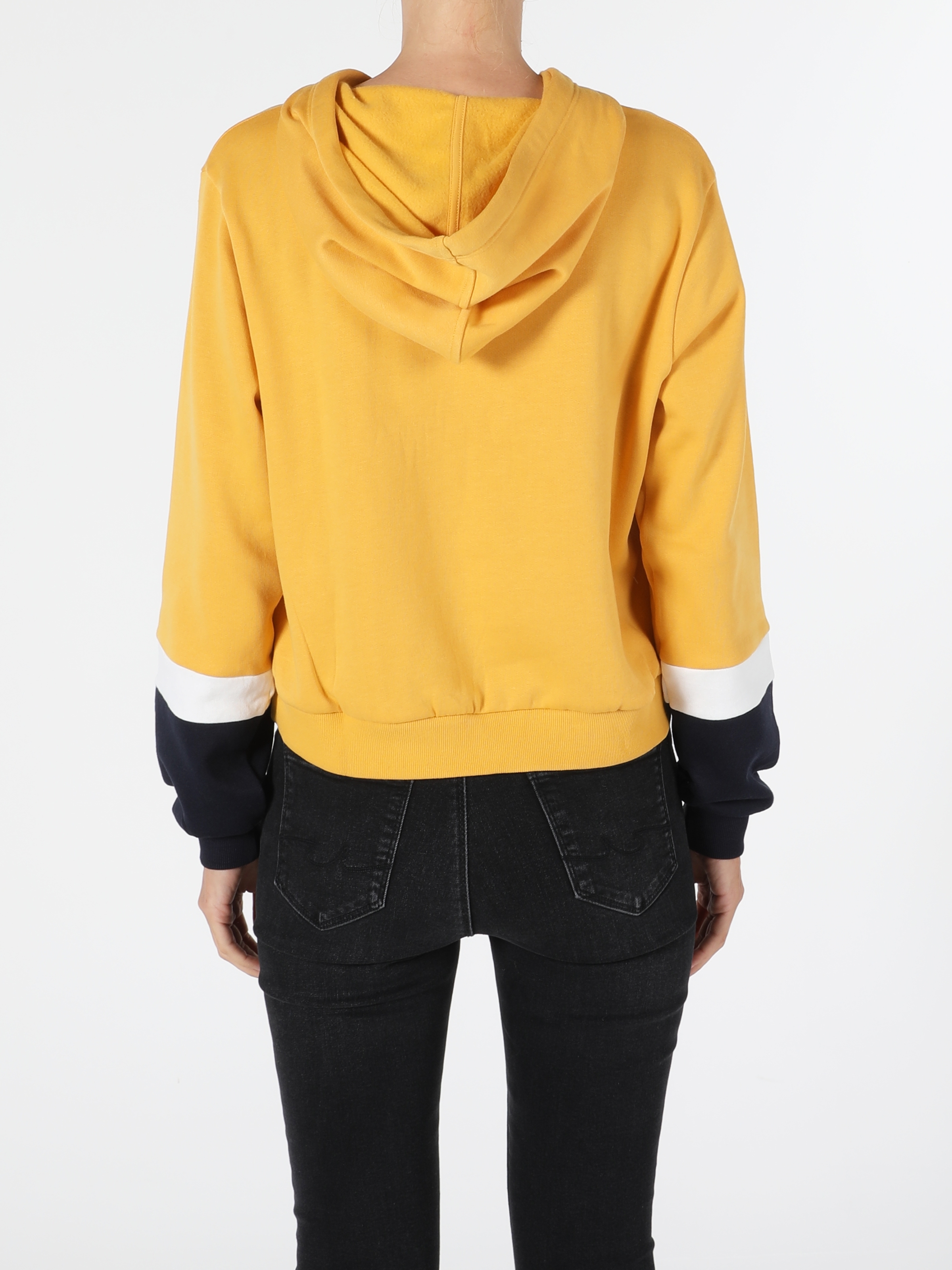 Regular Fit Baskılı Sarı Kadın Sweatshirt