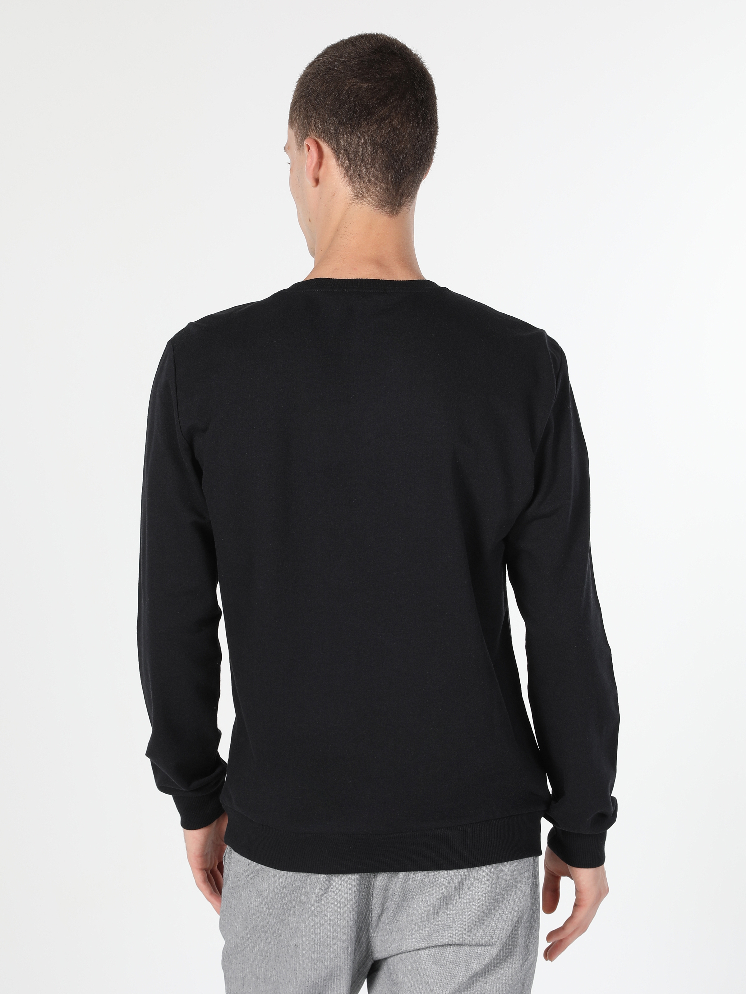 Regular Fit Baskılı Siyah Erkek Sweatshirt Cl1060119