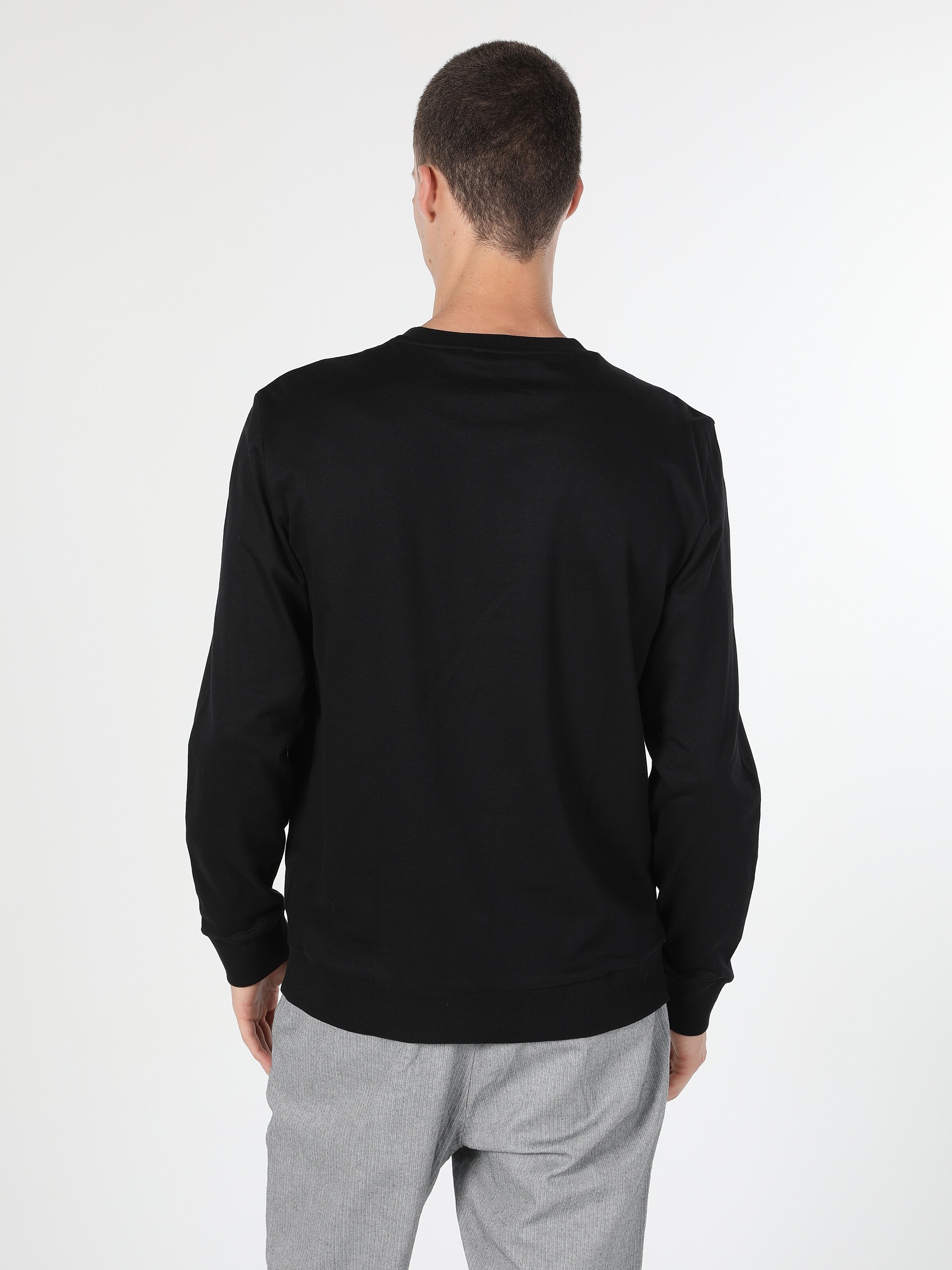 Regular Fit Baskılı Siyah Erkek Sweatshirt Cl1060122