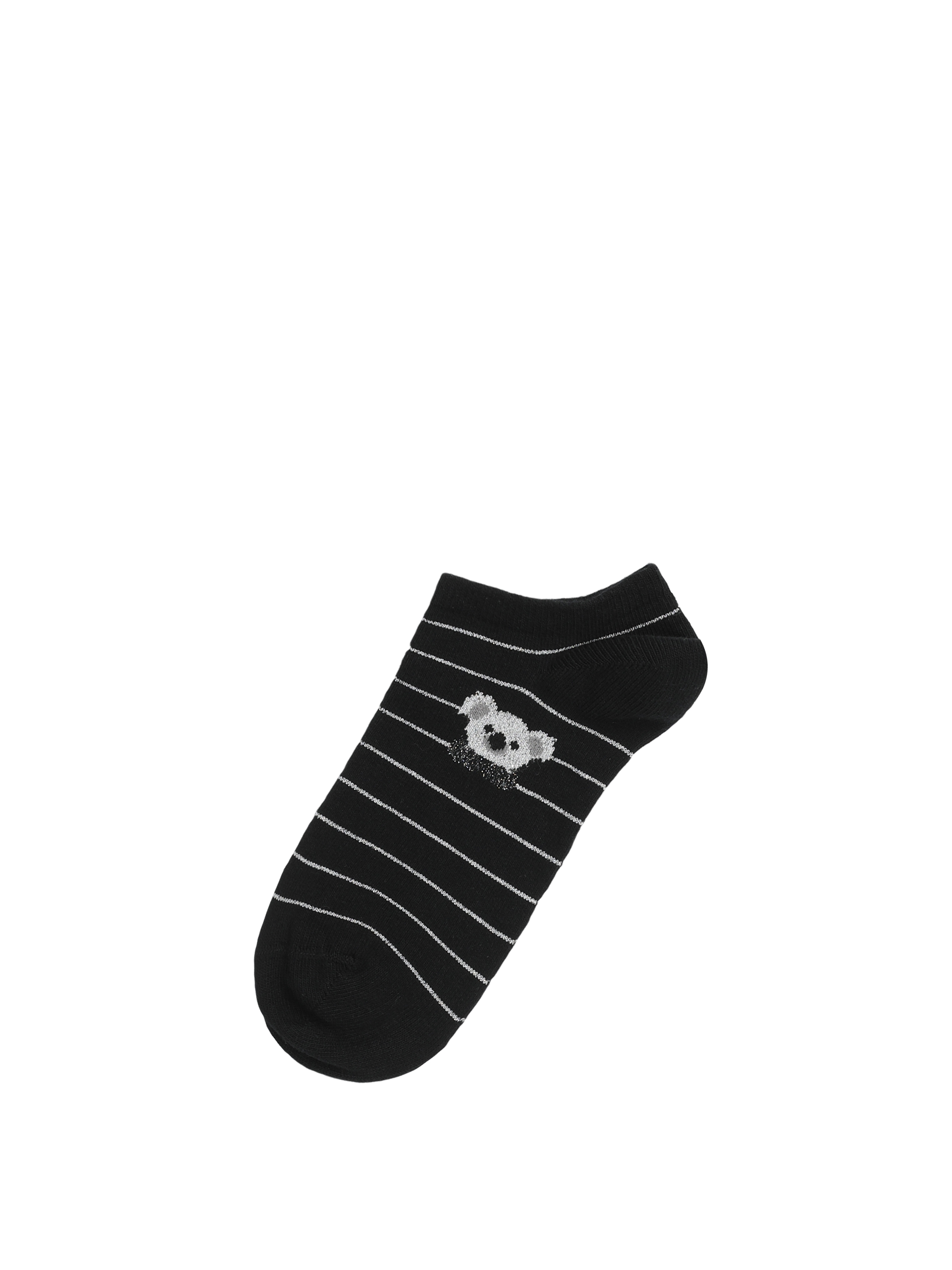 Çizgili Babet Kadın Siyah Çorap