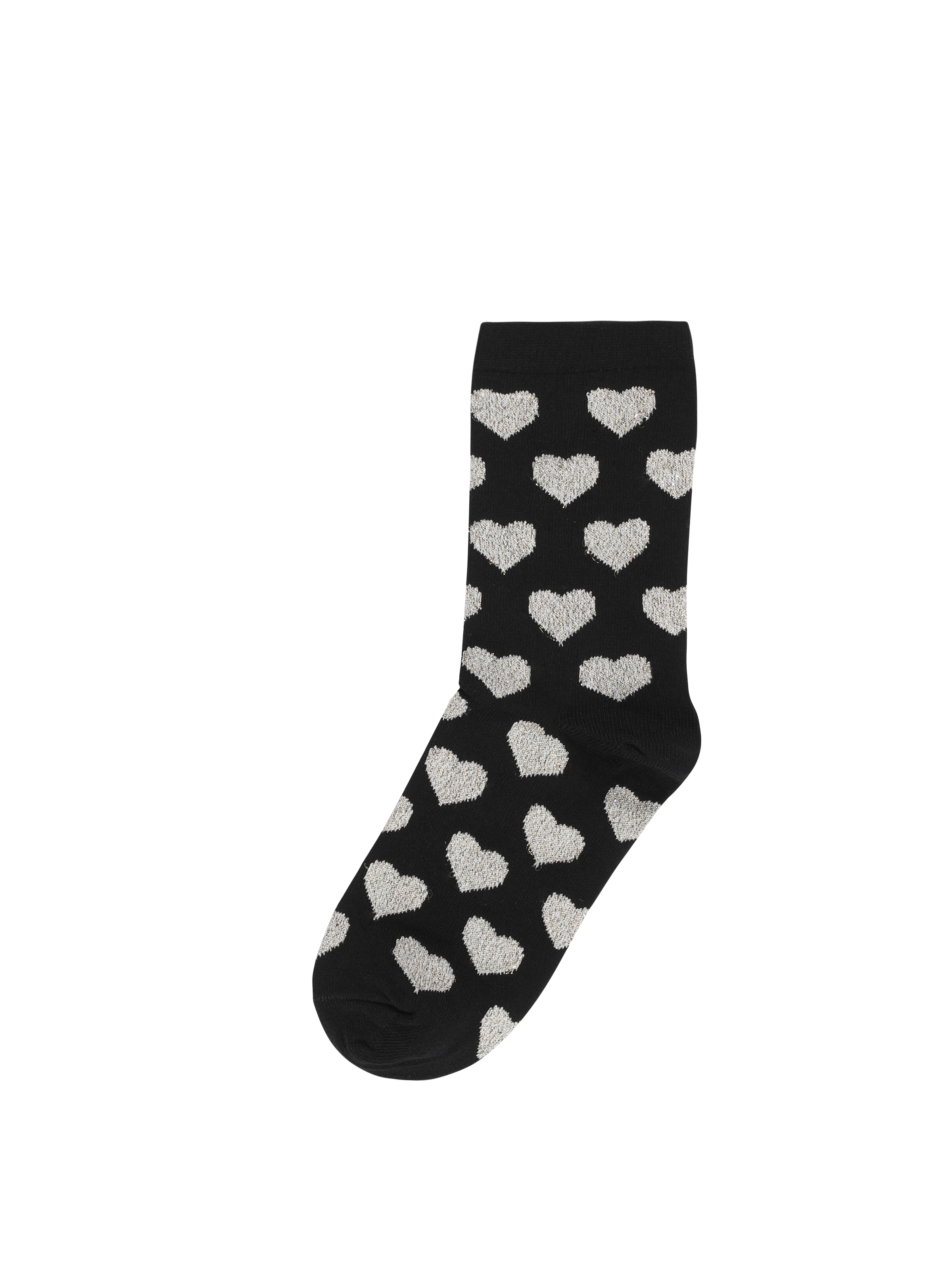 Kalp Baskılı Siyah Kadın Çorap Cl1061157