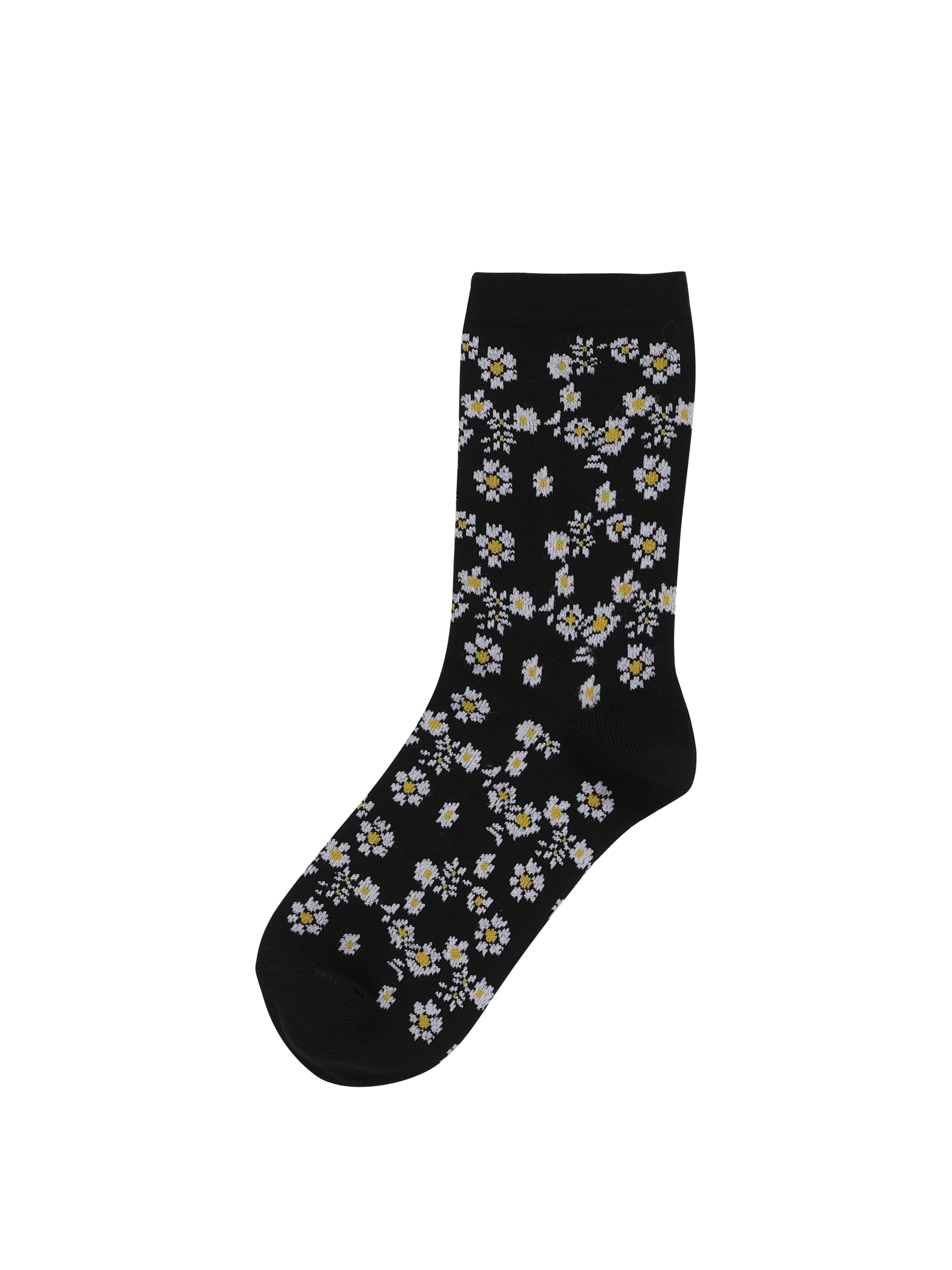 Çiçek Baskılı Siyah Kadın Çorap Cl1061160