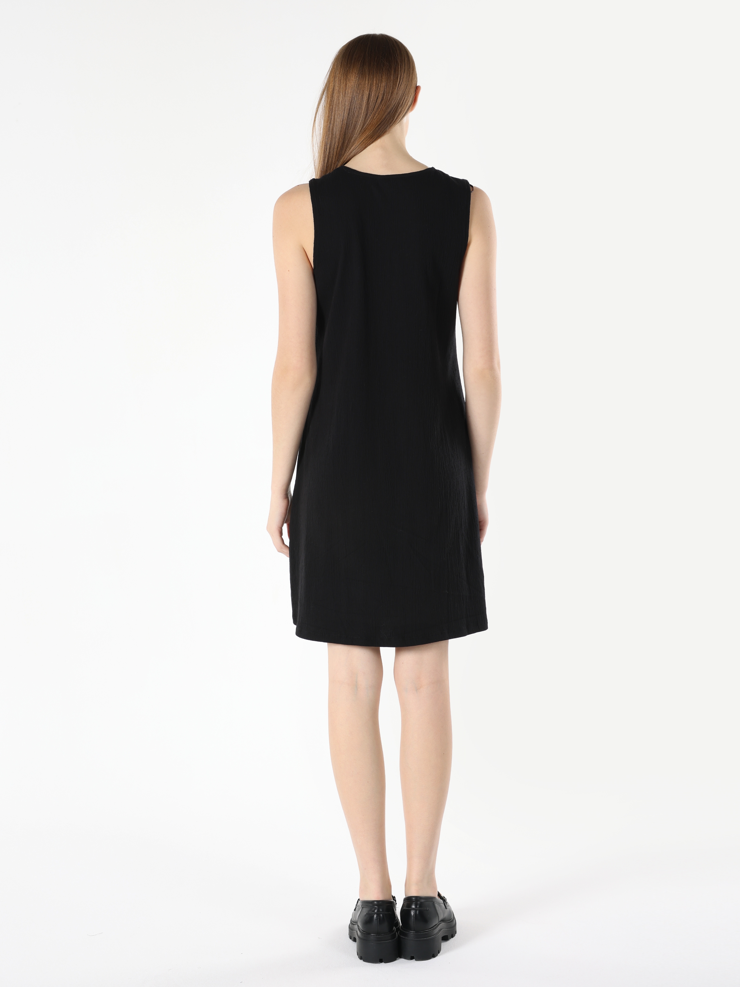 Regular Fit Düğmeli Siyah Kadın Elbise Cl1063788