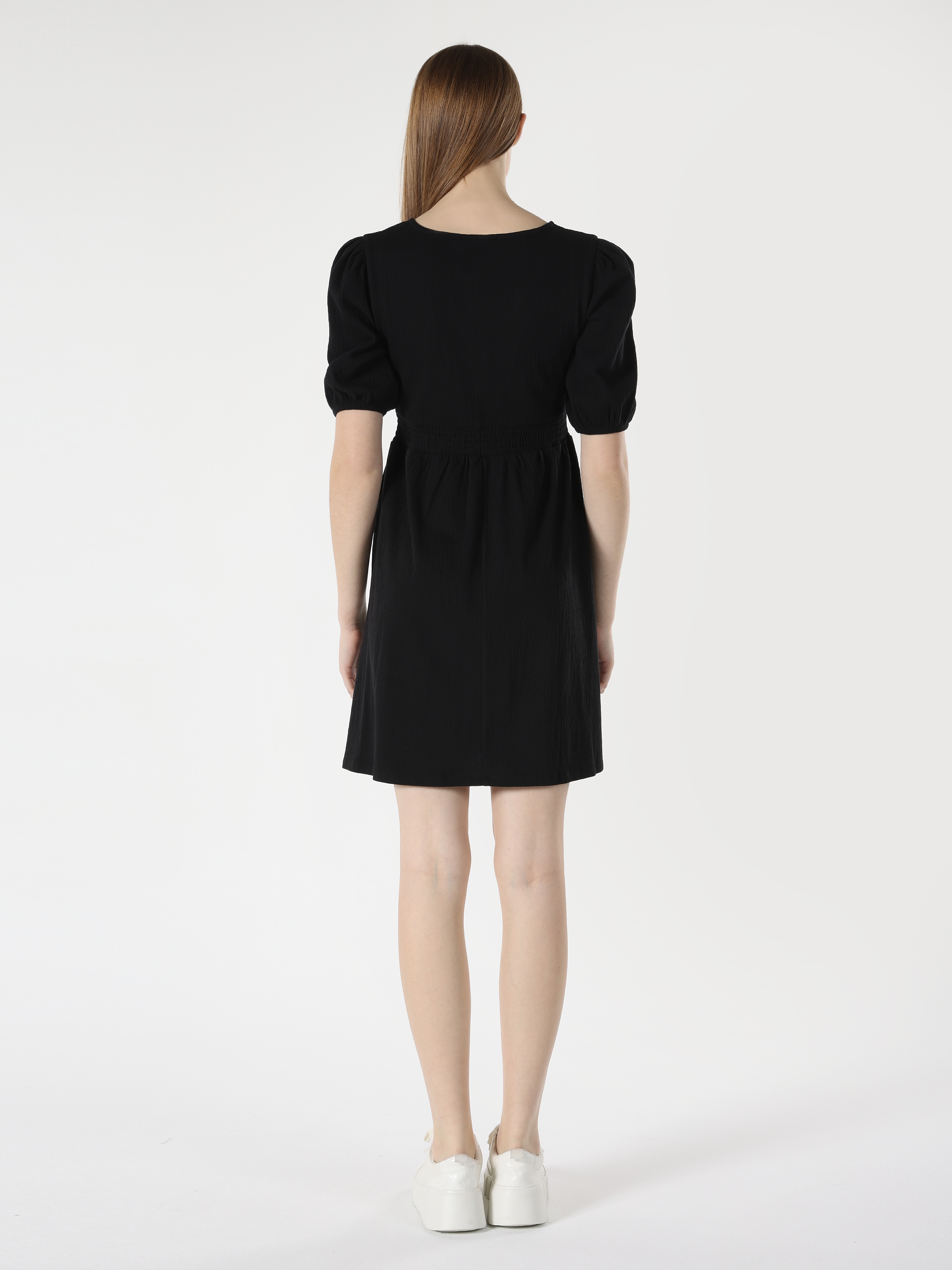 Regular Fit V Yaka Basic Siyah Kadın Elbise Cl1064101