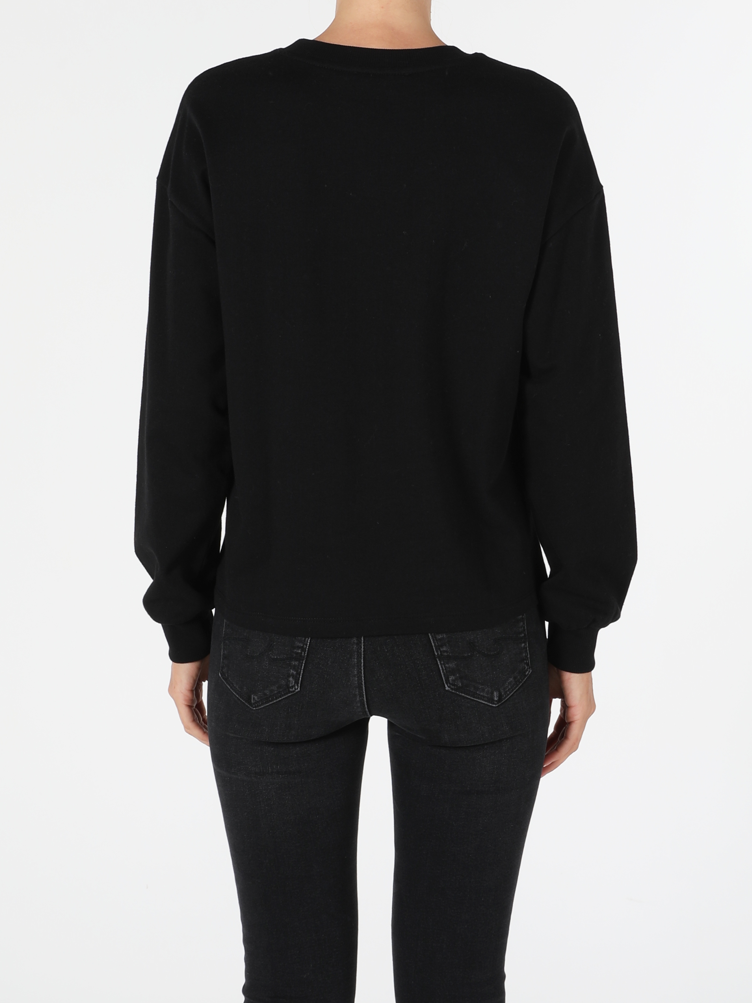 Regular Fit Siyah Kadın Sweatshirt