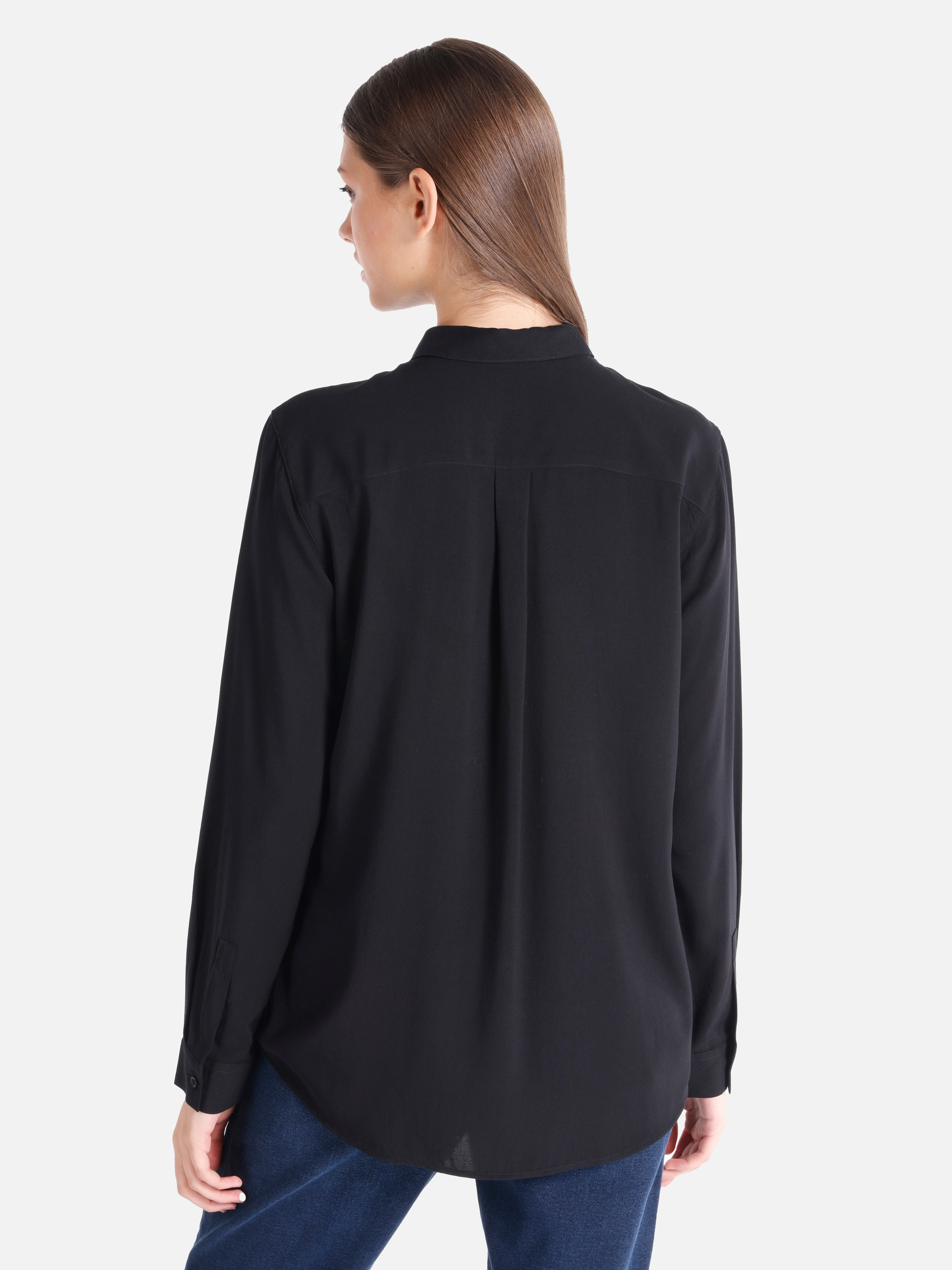 Basic Regular Fit Kadın Siyah Uzun Kol Gömlek Cl1050927
