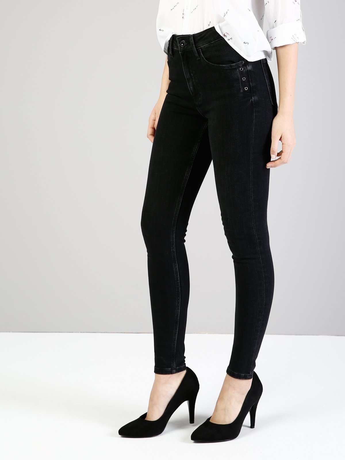 Colins 760 Dıana Super Slim Fit Yüksek Bel Skinny Leg Kadın Siyah Jean Pantolon. 5