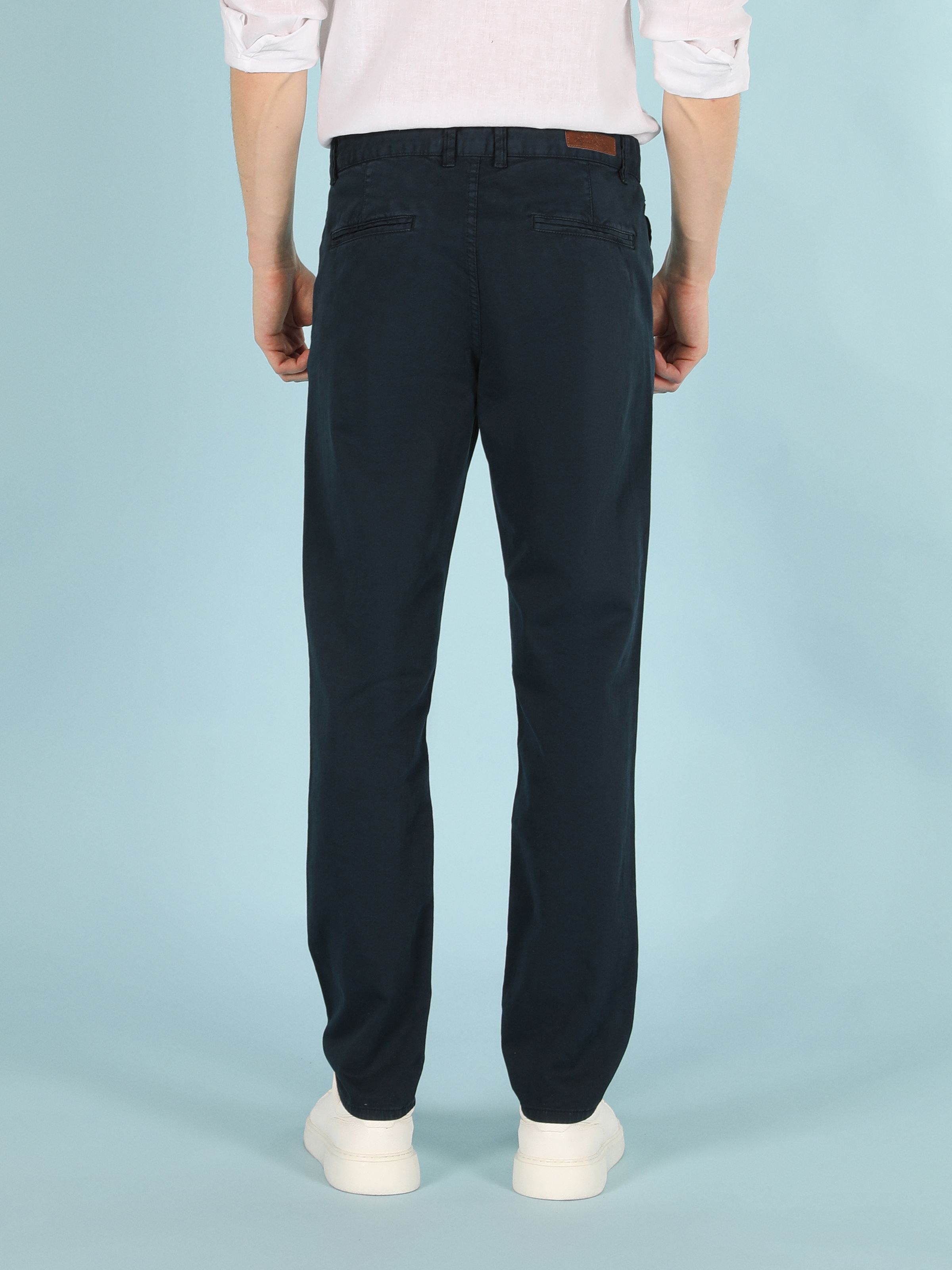 Slim Fit Orta Bel Düz Paça Erkek Açık Mavi Pantolon