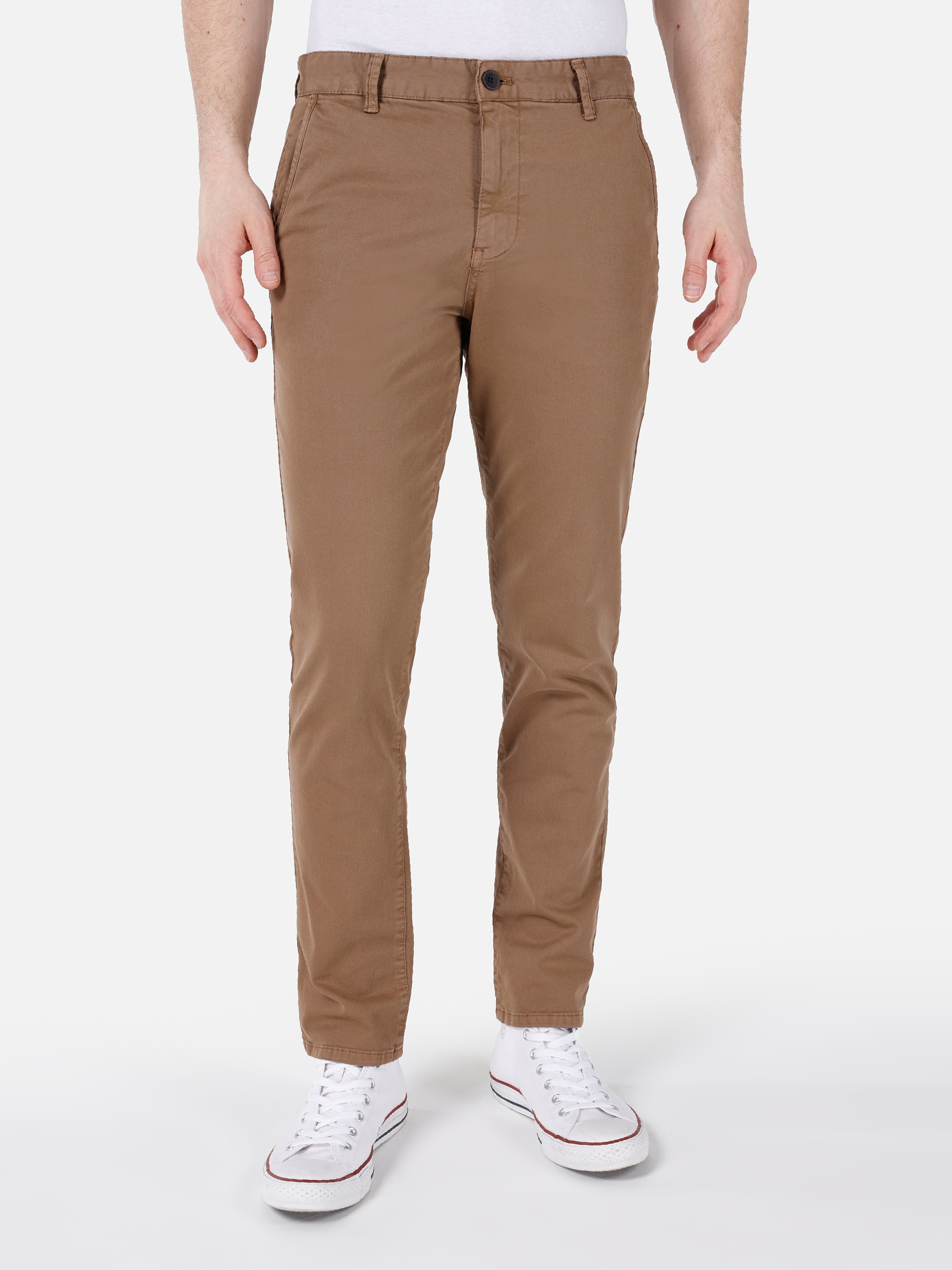 Slim Fit Orta Bel Kahverengi Erkek Pantolon Cl1049749