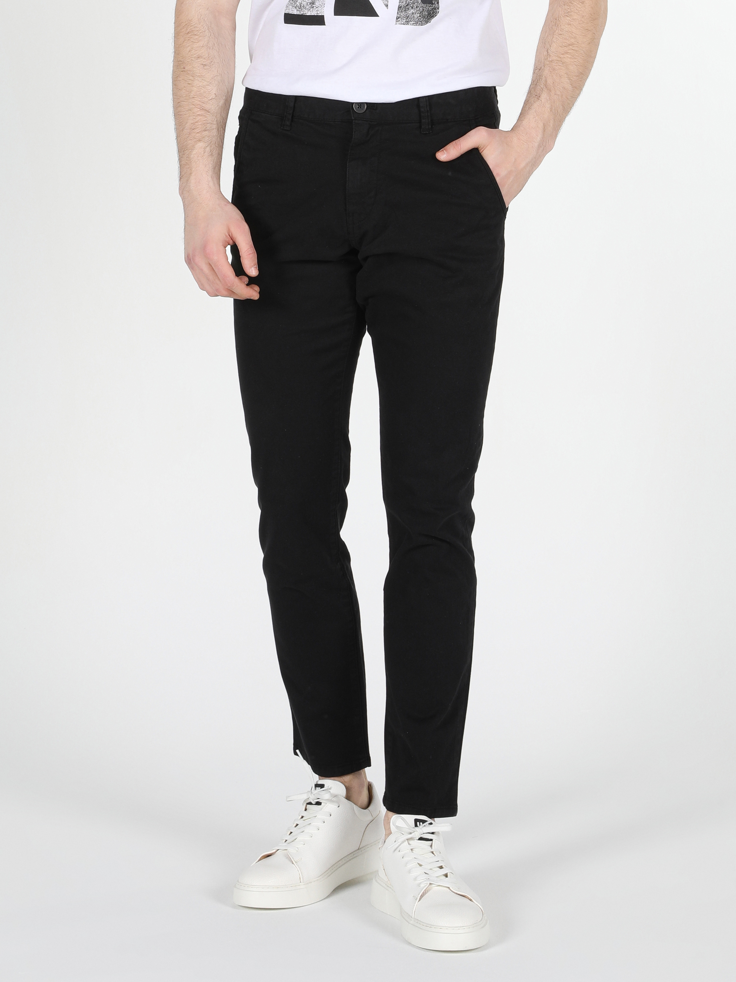 Colins Slim Fit Orta Bel Düz Paça Erkek Siyah Pantolon. 3