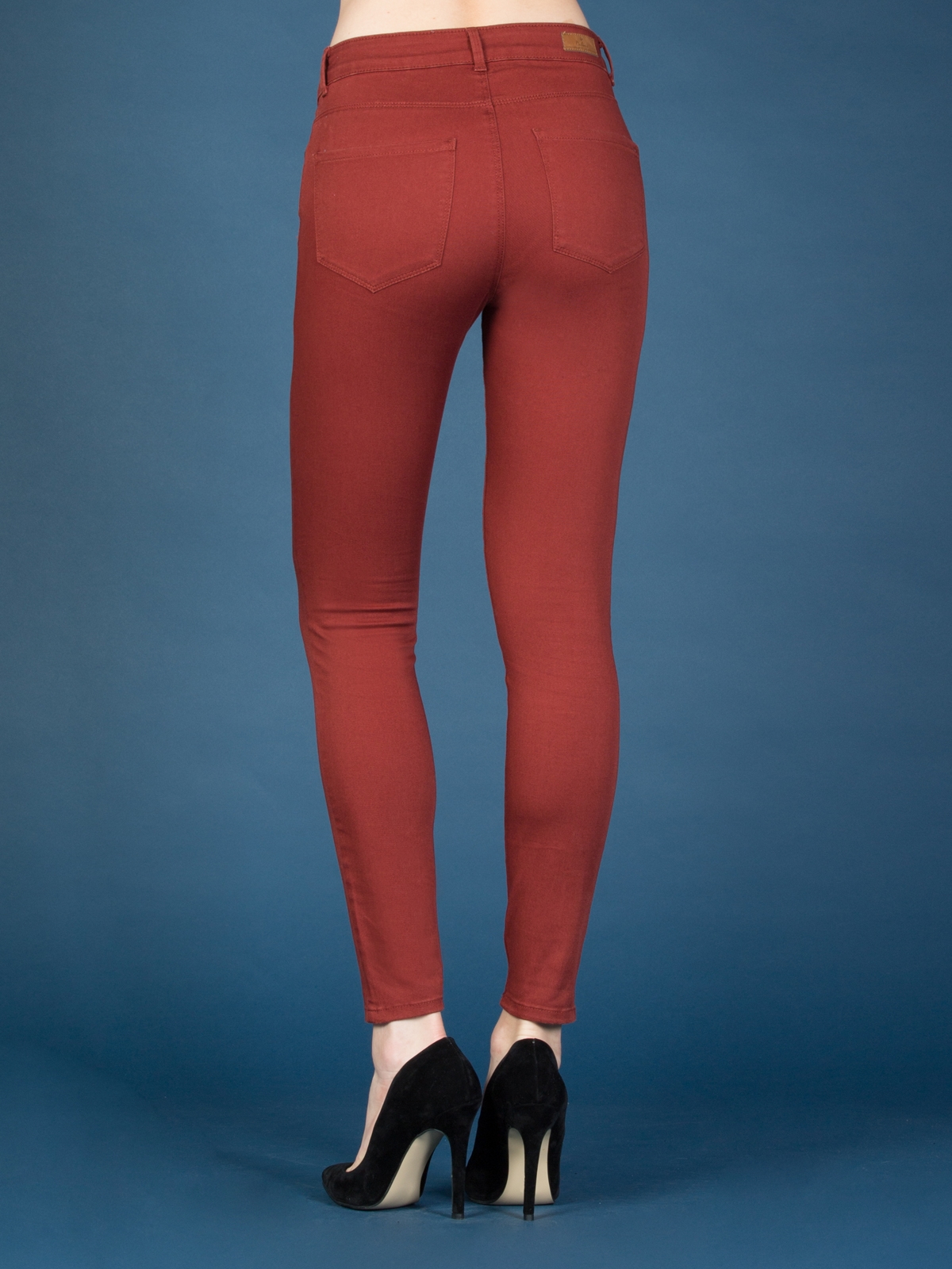 Super Slim Fit Orta Bel Skinny Leg Kadın Bordo Pantolon Cl1022208