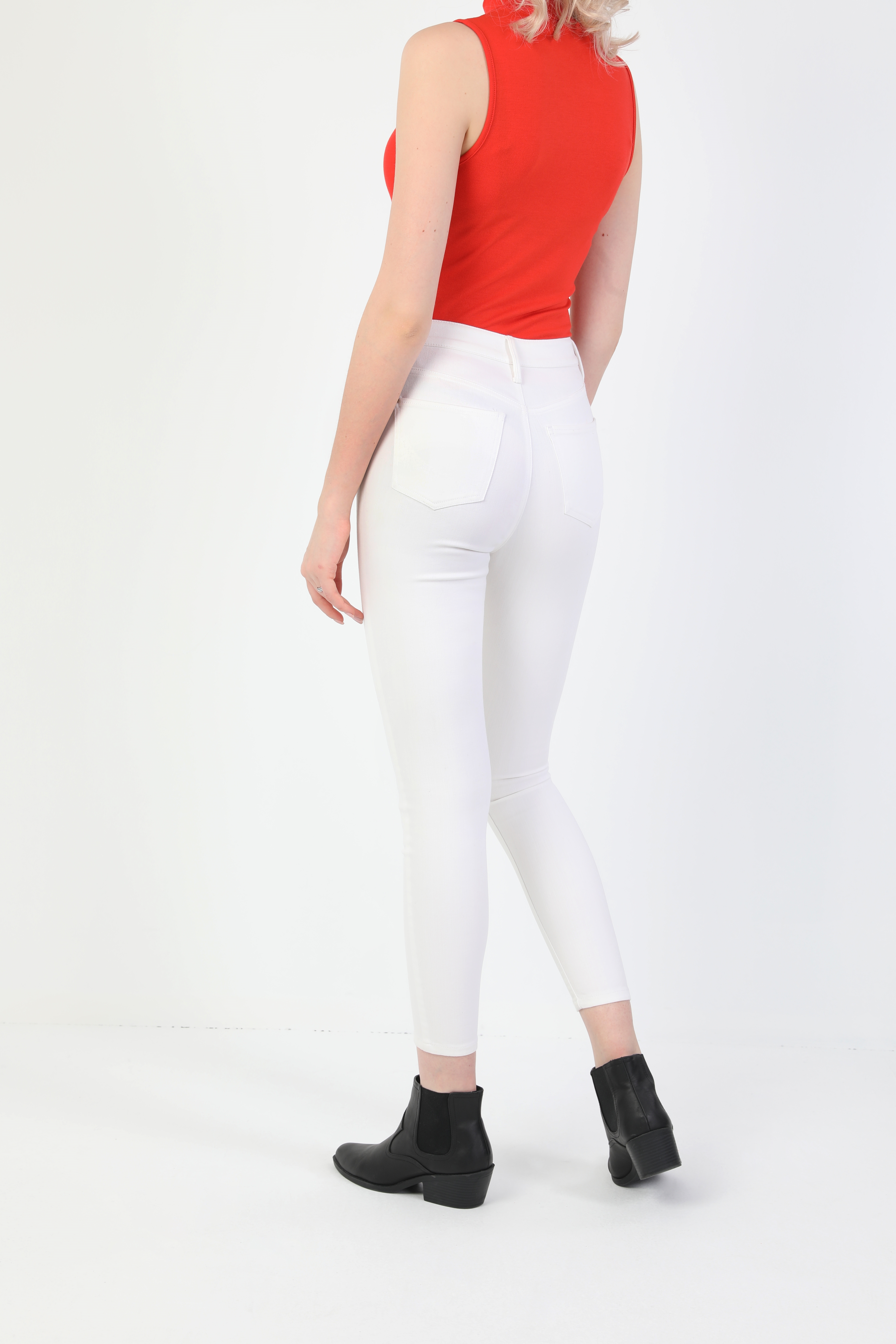 Super Slim Fit Yüksek Bel Skinny Leg Kadın Beyaz Pantolon Cl1047989