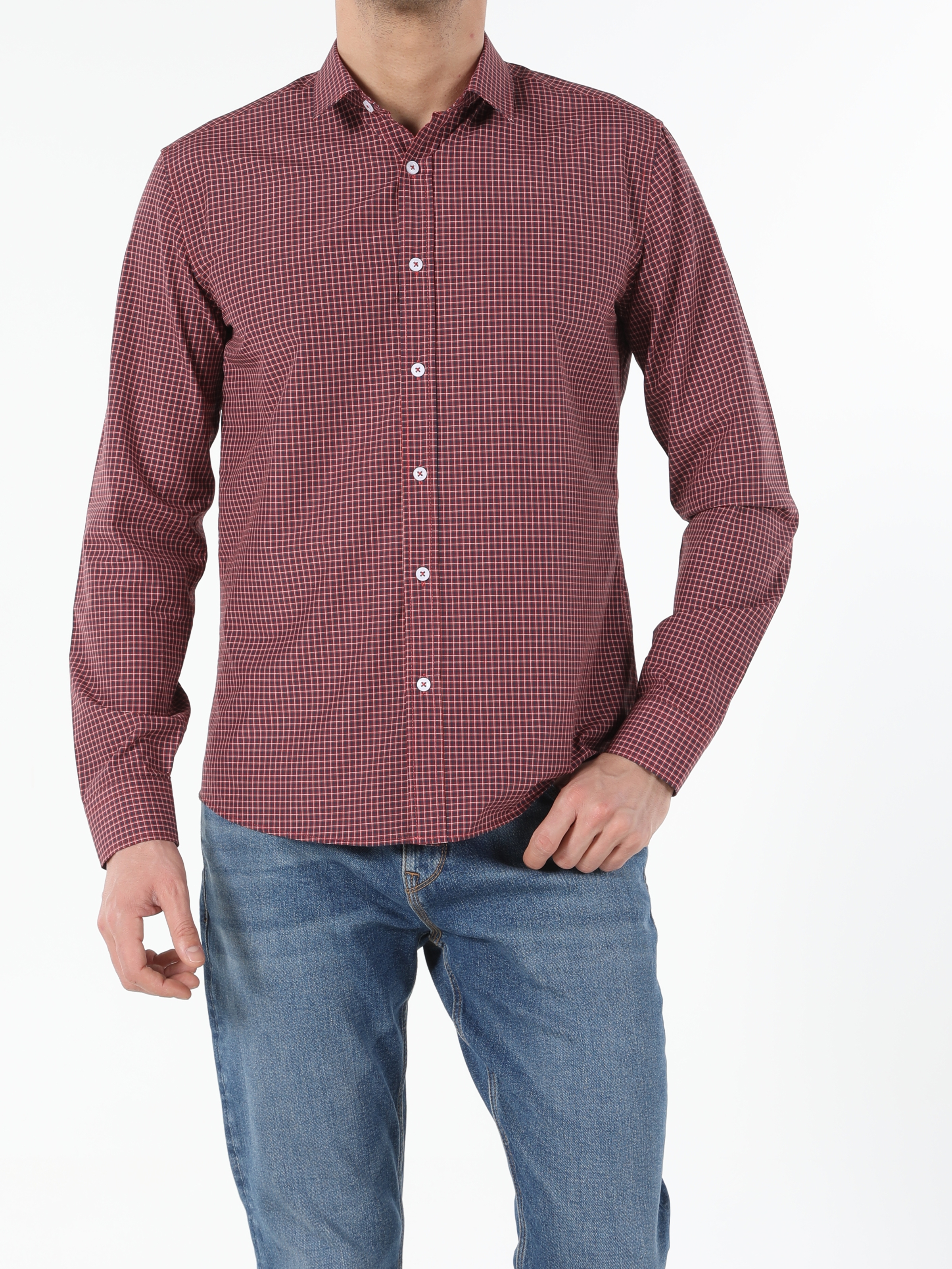 Regular Fit Shirt Neck  Erkek Turuncu Uzun Kol Gömlek Cl1052930