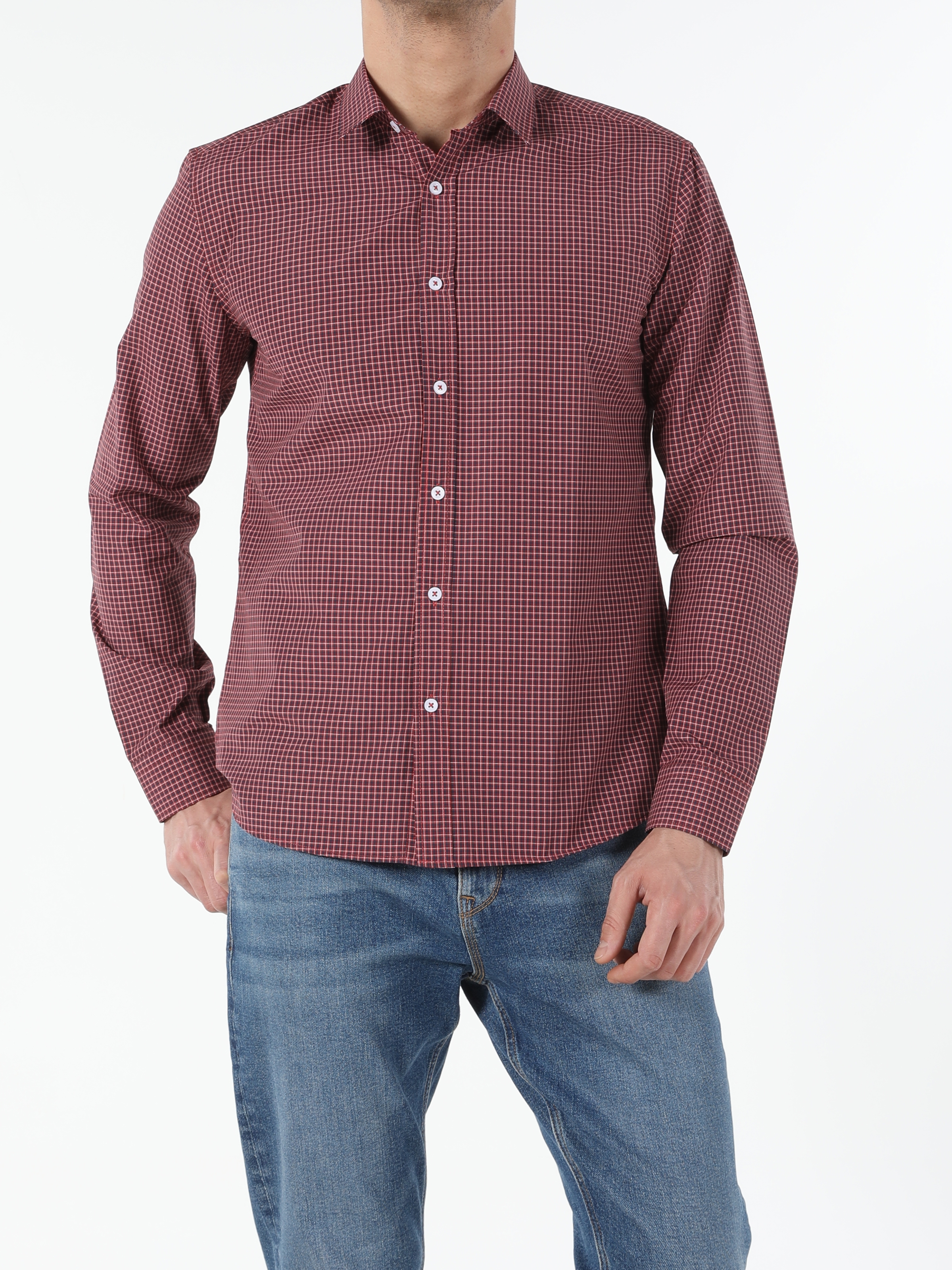 Regular Fit Shirt Neck  Erkek Turuncu Uzun Kol Gömlek Cl1052930