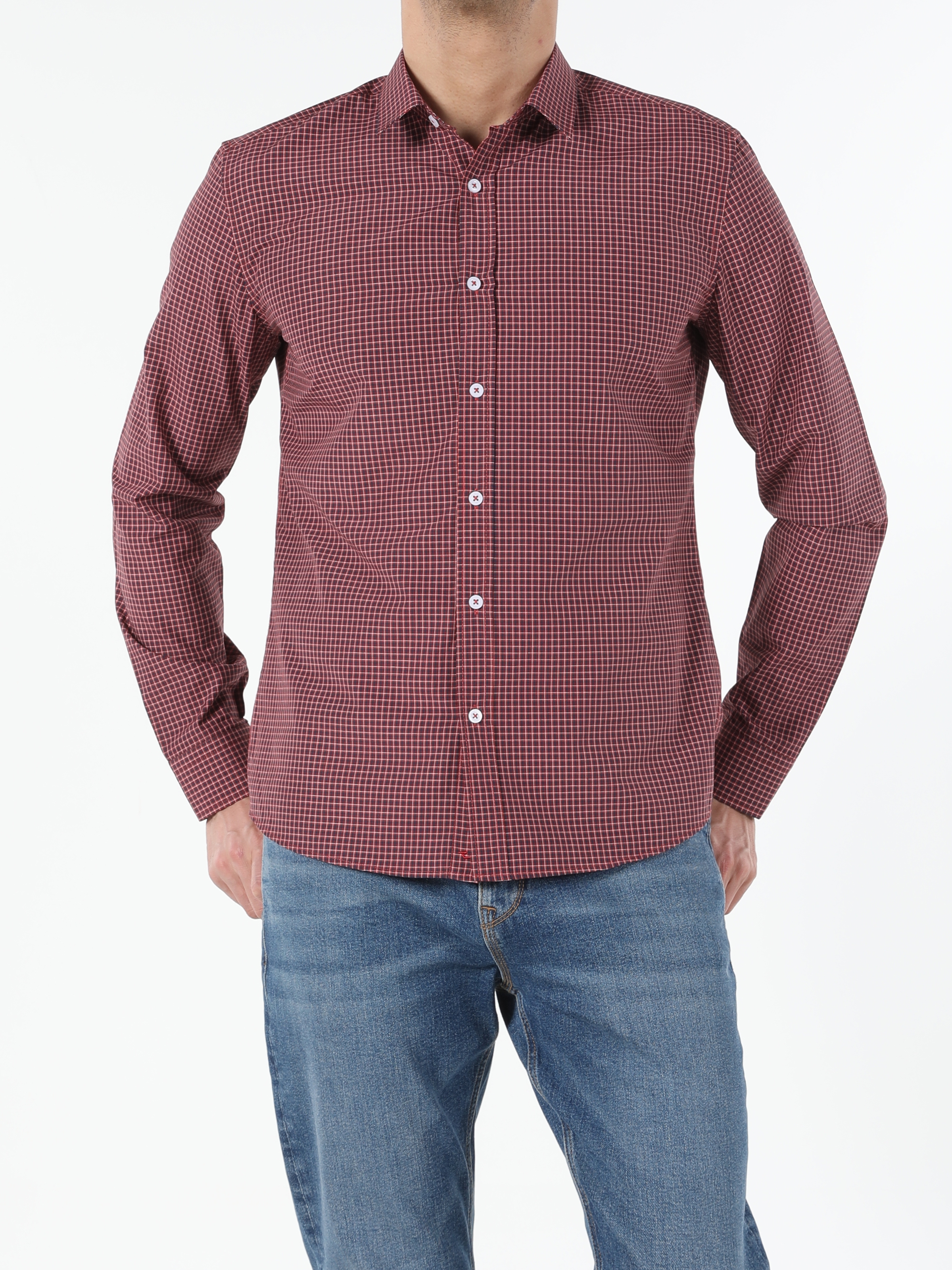 Regular Fit Shirt Neck  Erkek Turuncu Uzun Kol Gömlek Cl1052930