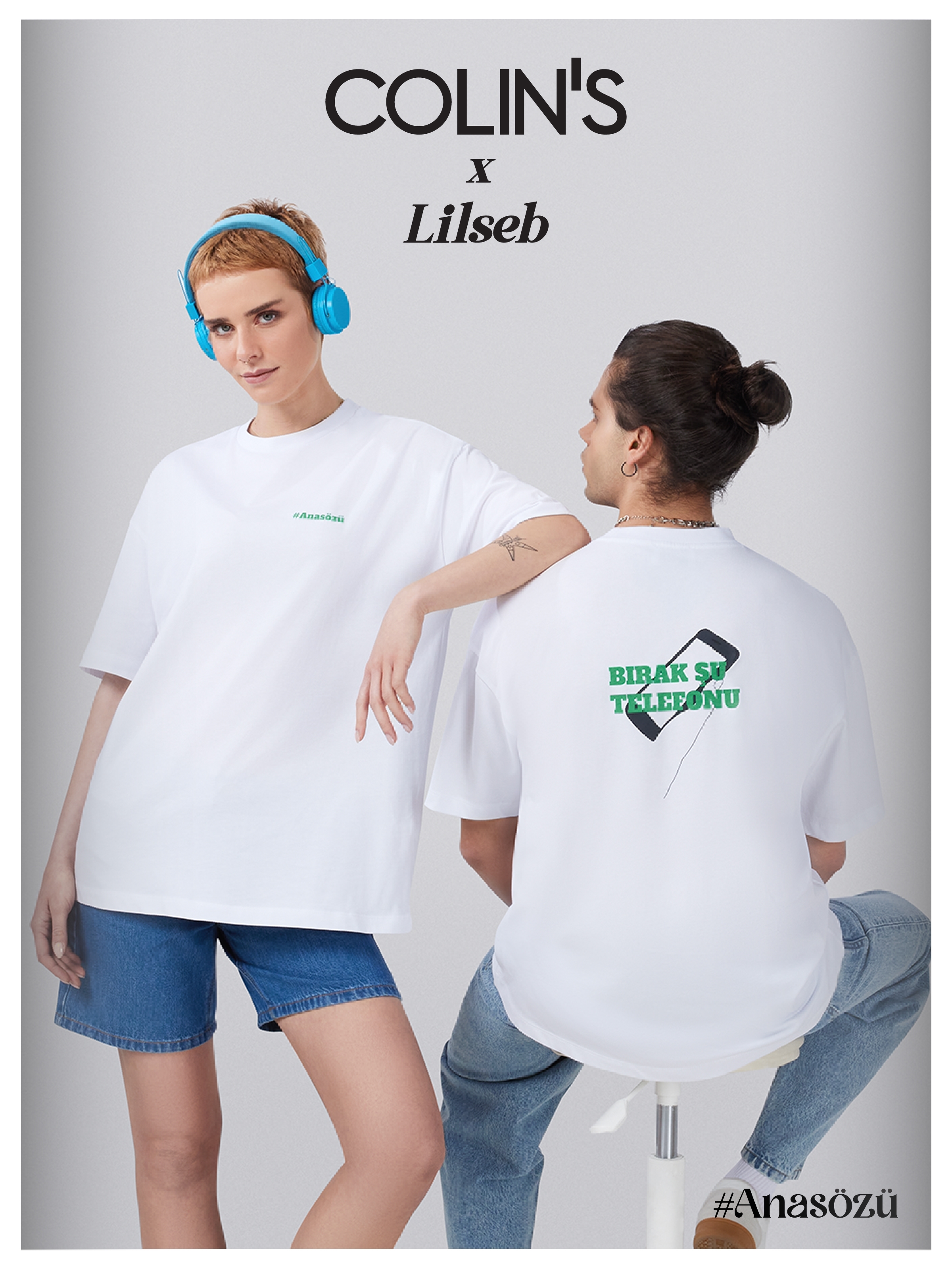 Unısex Lilseb Sloganlı Beyaz Tişört