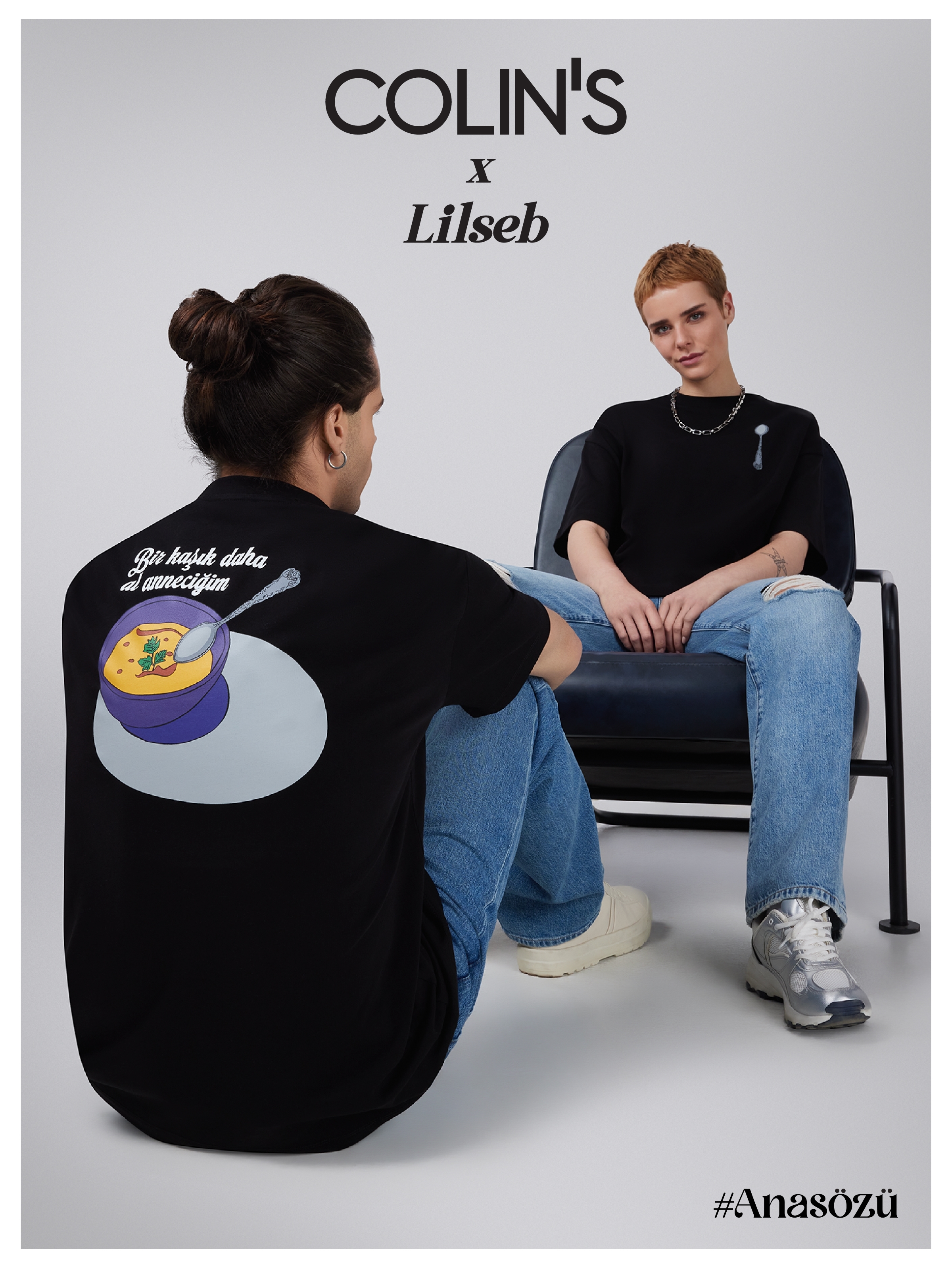 UNISEX Lilseb Sloganlı Siyah Tişört