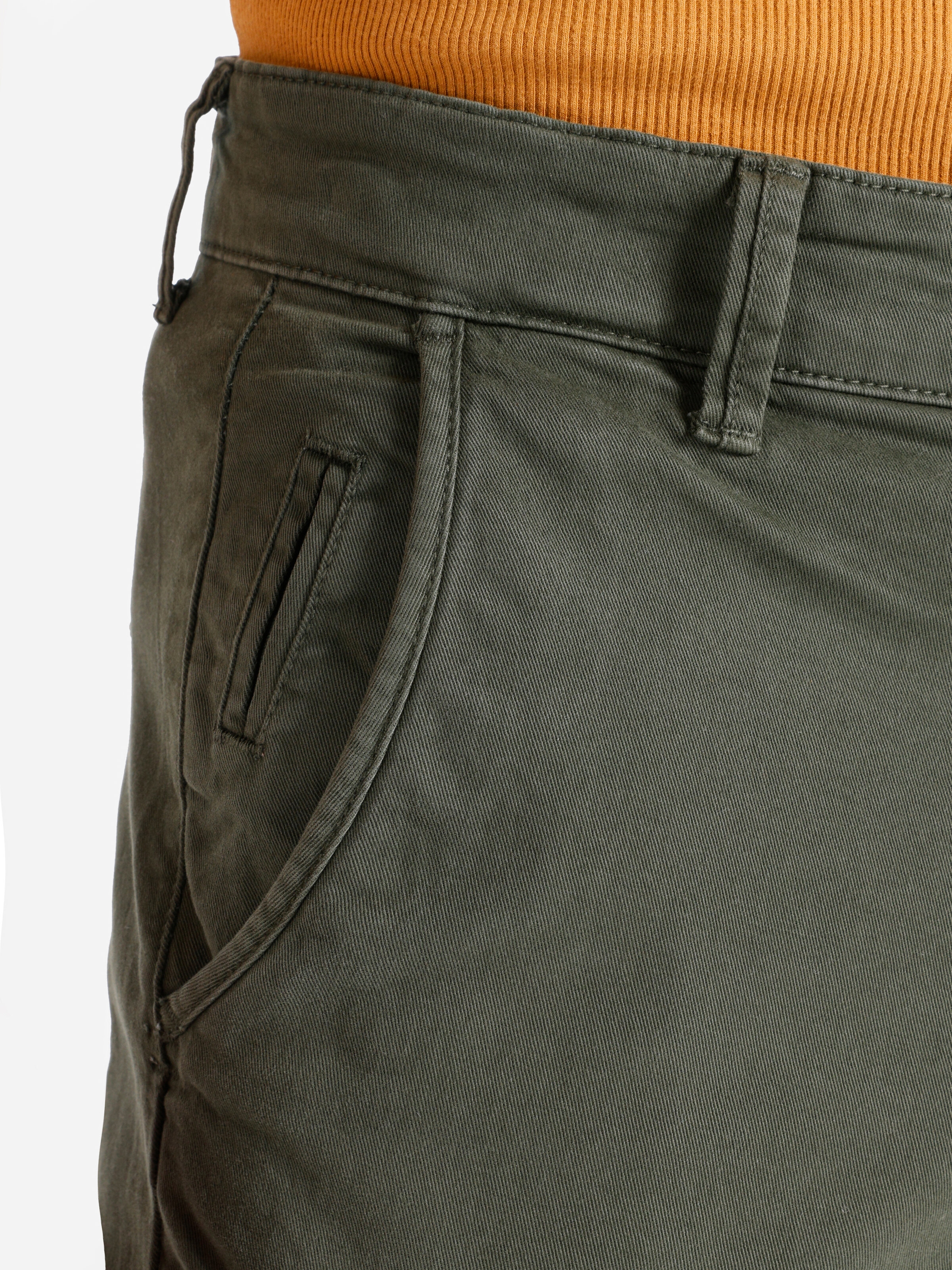 Slim Fit Orta Bel Düz Paça Erkek Yeşil Pantolon Cl1049749