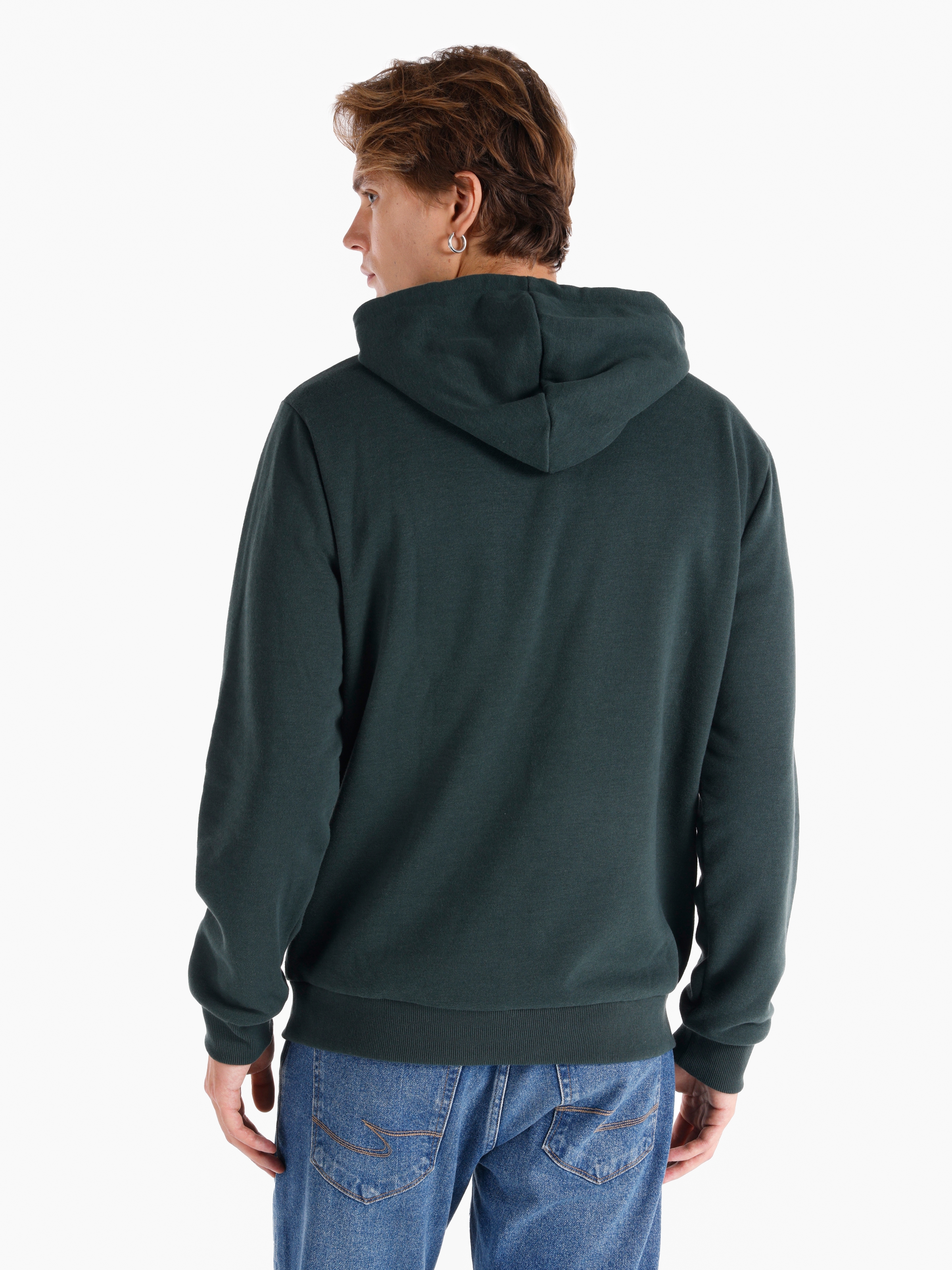 Regular Fit Kapüşonlu Yeşil Erkek Sweatshirt Cl1059712