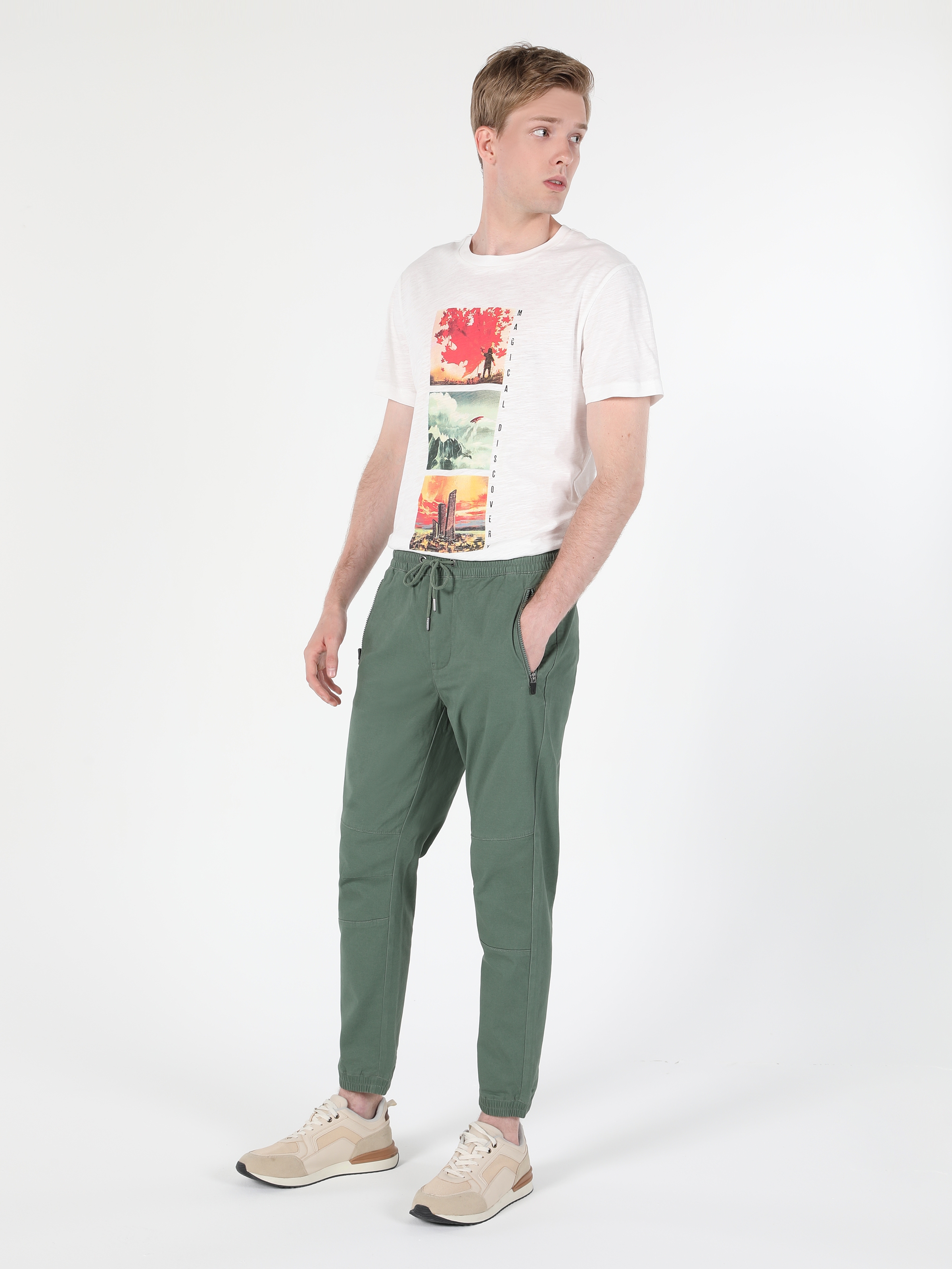Orta Bel Dar Kesim Düz Paça Yeşil Erkek Pantolon Cl1060060