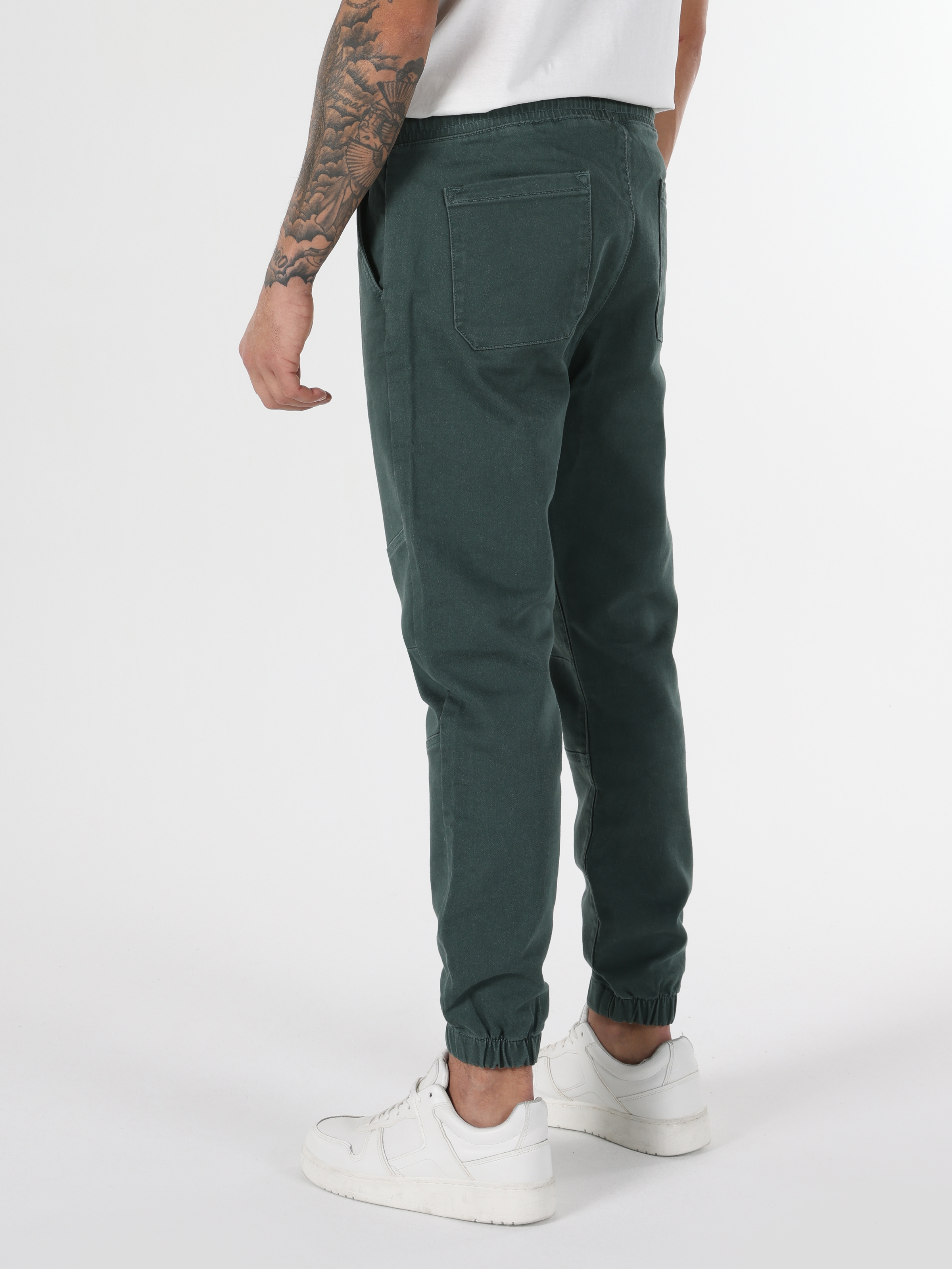 Orta Bel Dar Kesim Düz Paça Yeşil Erkek Pantolon