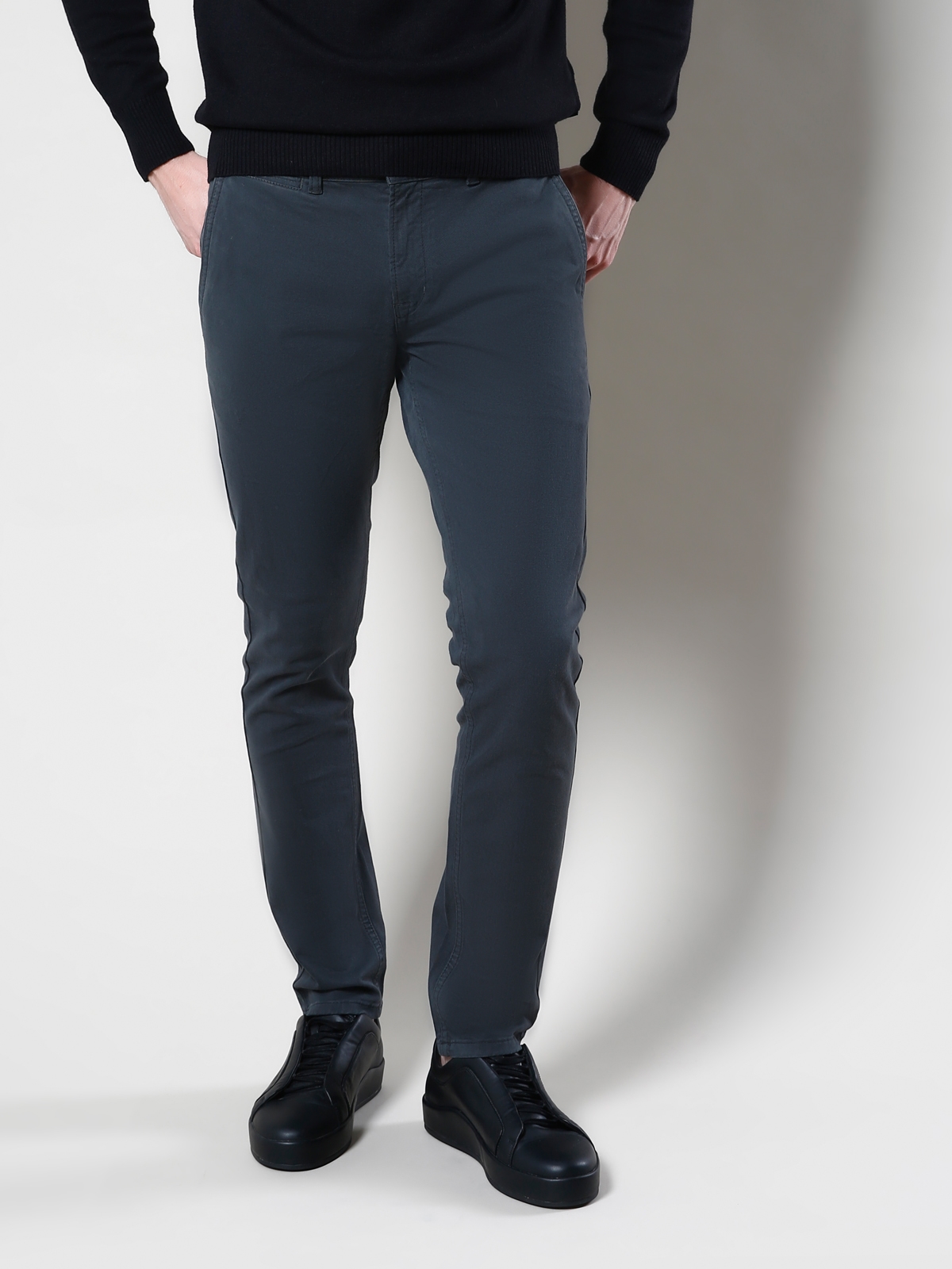 Slim Fit Orta Bel Düz Paça Erkek Koyu Yeşil Pantolon Cl1028897