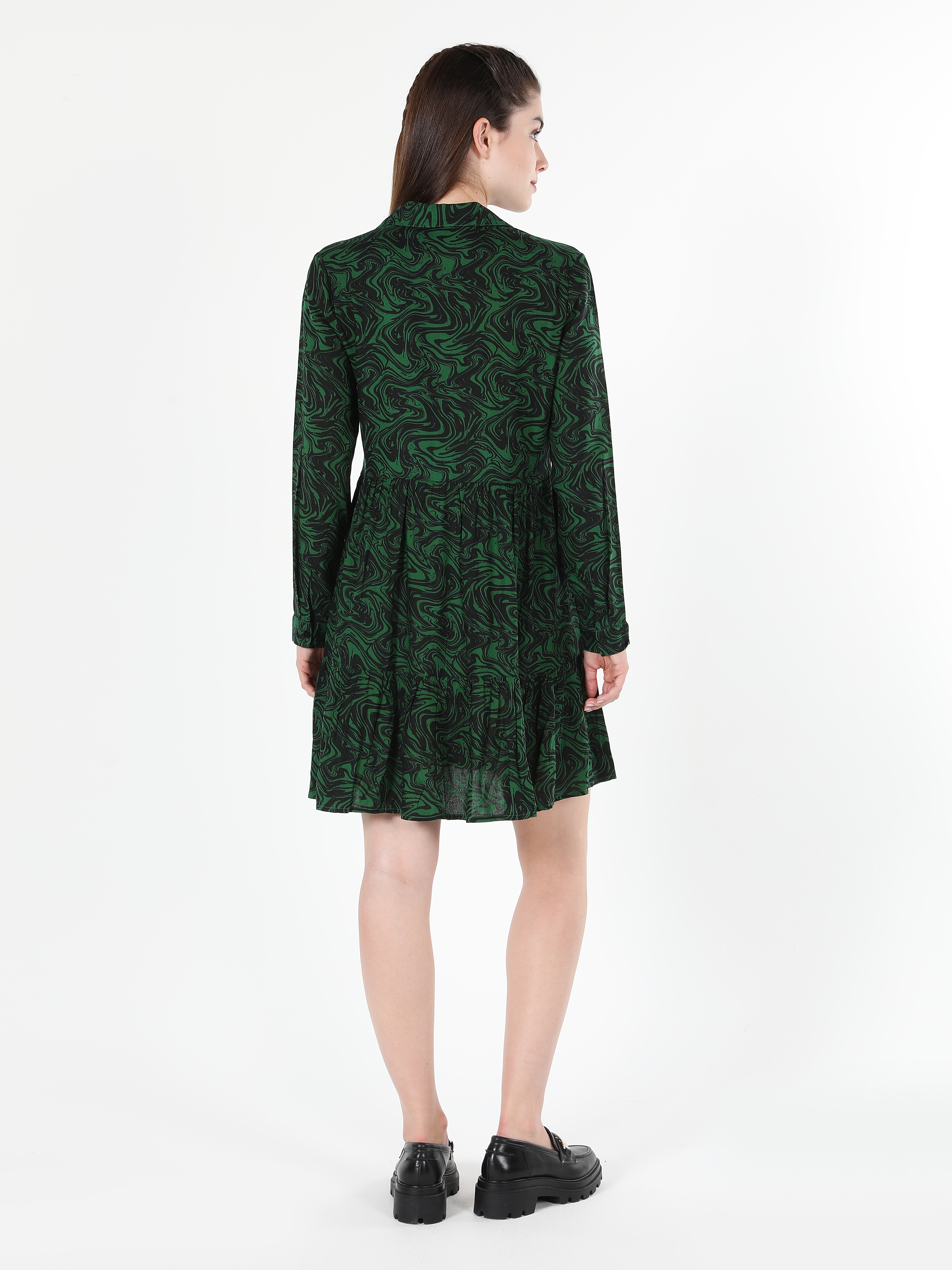 Regular Fit Desenli Yeşil Kadın Elbise Cl1061058