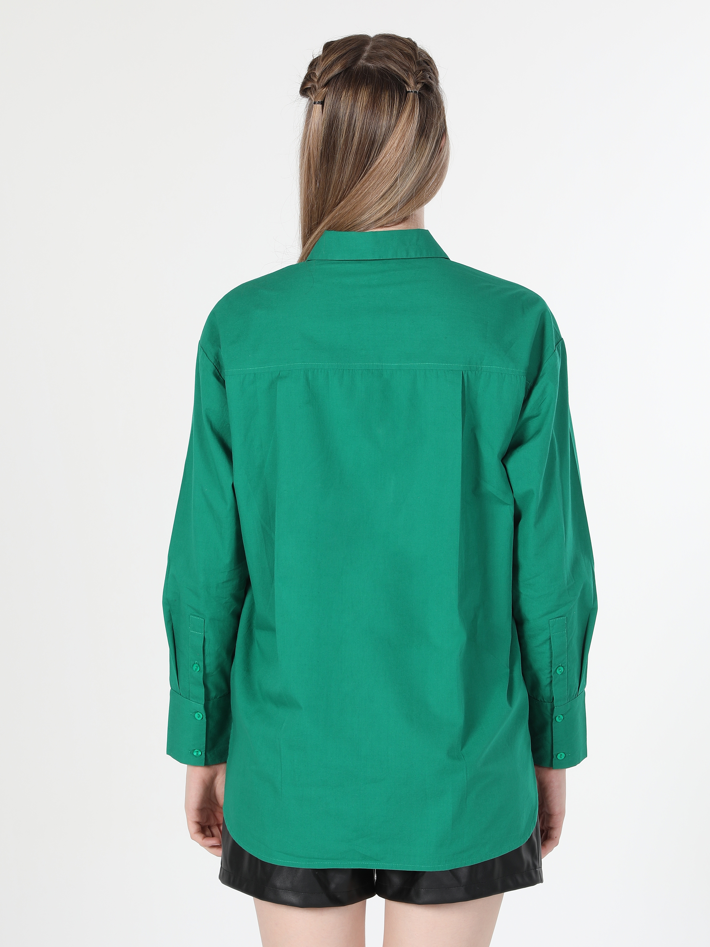 Regular Fit Yeşil Kadın Uzun Kol Gömlek Cl1060141