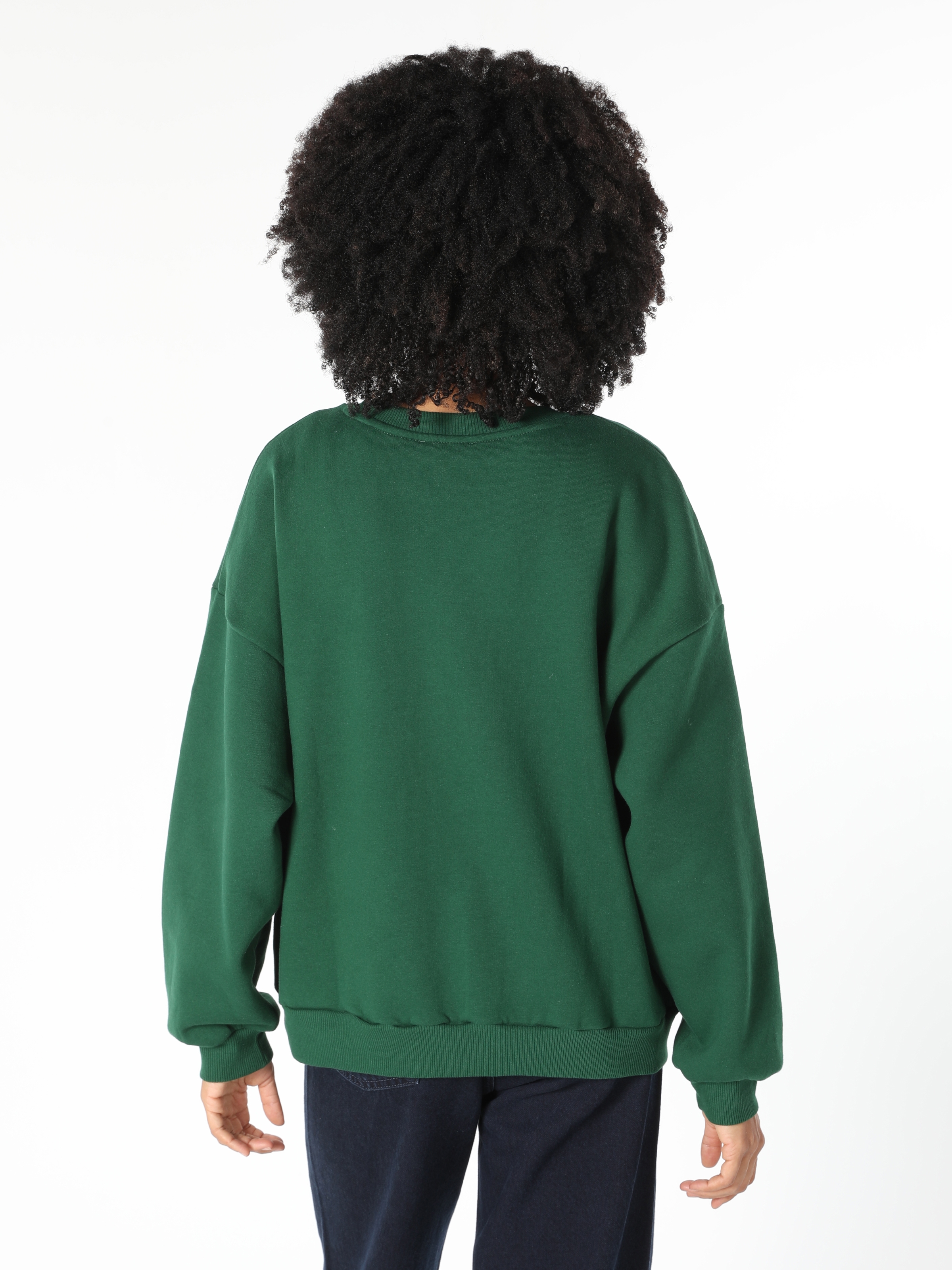 Comfort Fit Baskılı Yeşil Kadın Sweatshirt Cl1061078