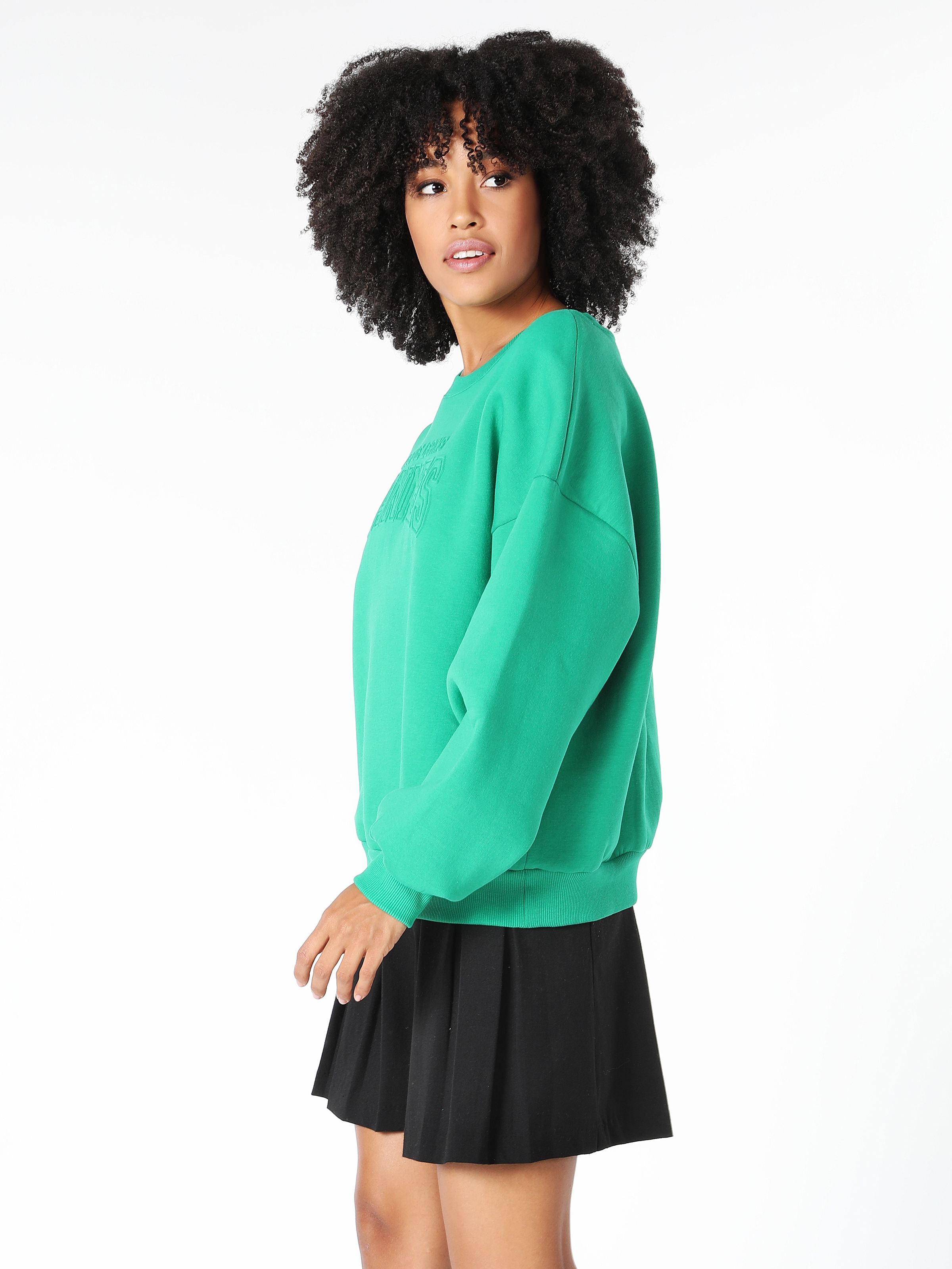 Colins Comfort Fit Baskılı Yeşil Kadın Sweatshirt. 3