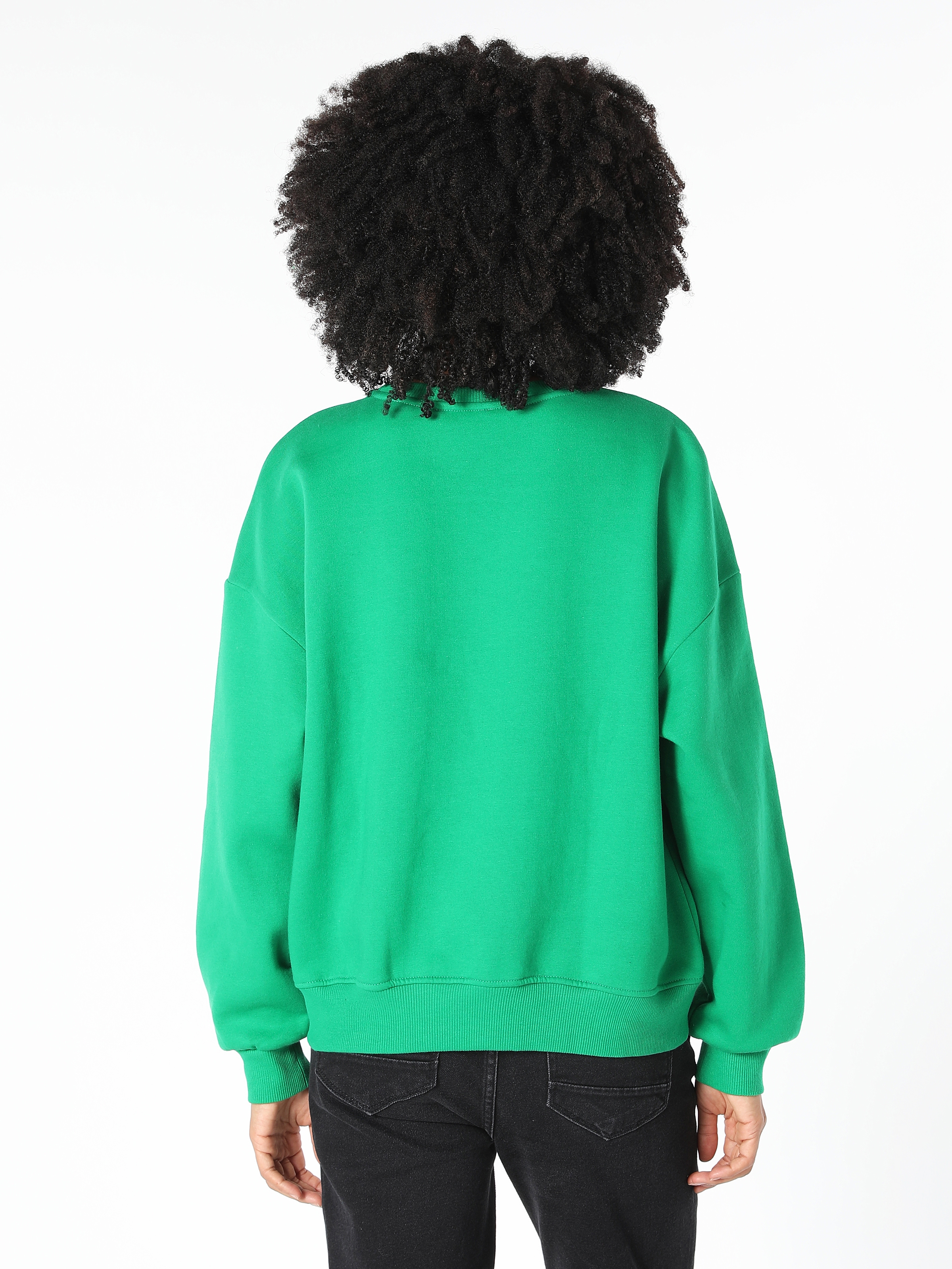Regular Fit Baskılı Yeşil Kadın Sweatshirt Cl1060209
