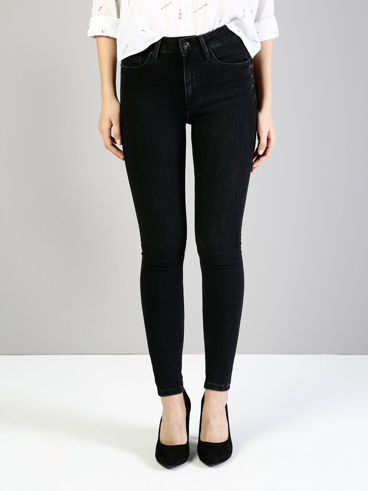 Colins 760 Dıana Super Slim Fit Yüksek Bel Skinny Leg Kadın Siyah Jean Pantolon. 4