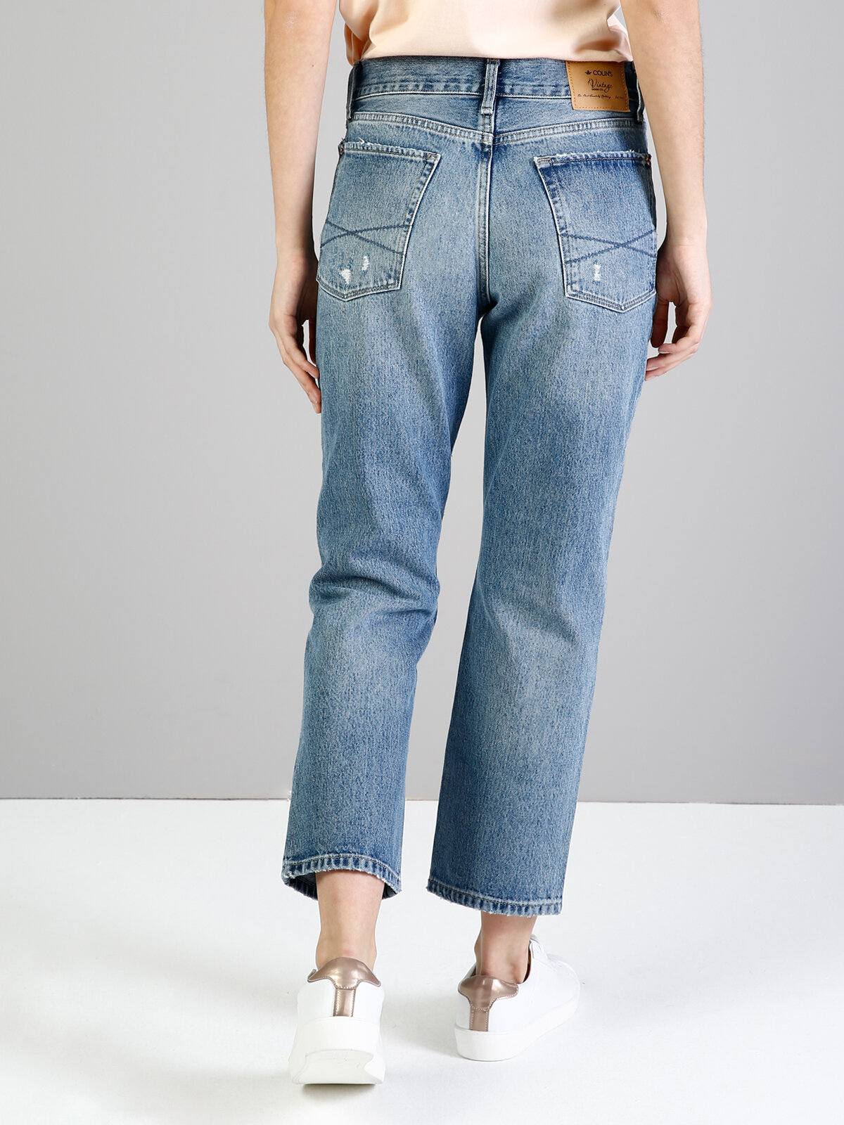 Colins 890 Lola Normal Kesim Yüksek Bel Kısa Paça Mavi Jean Pantolon. 2