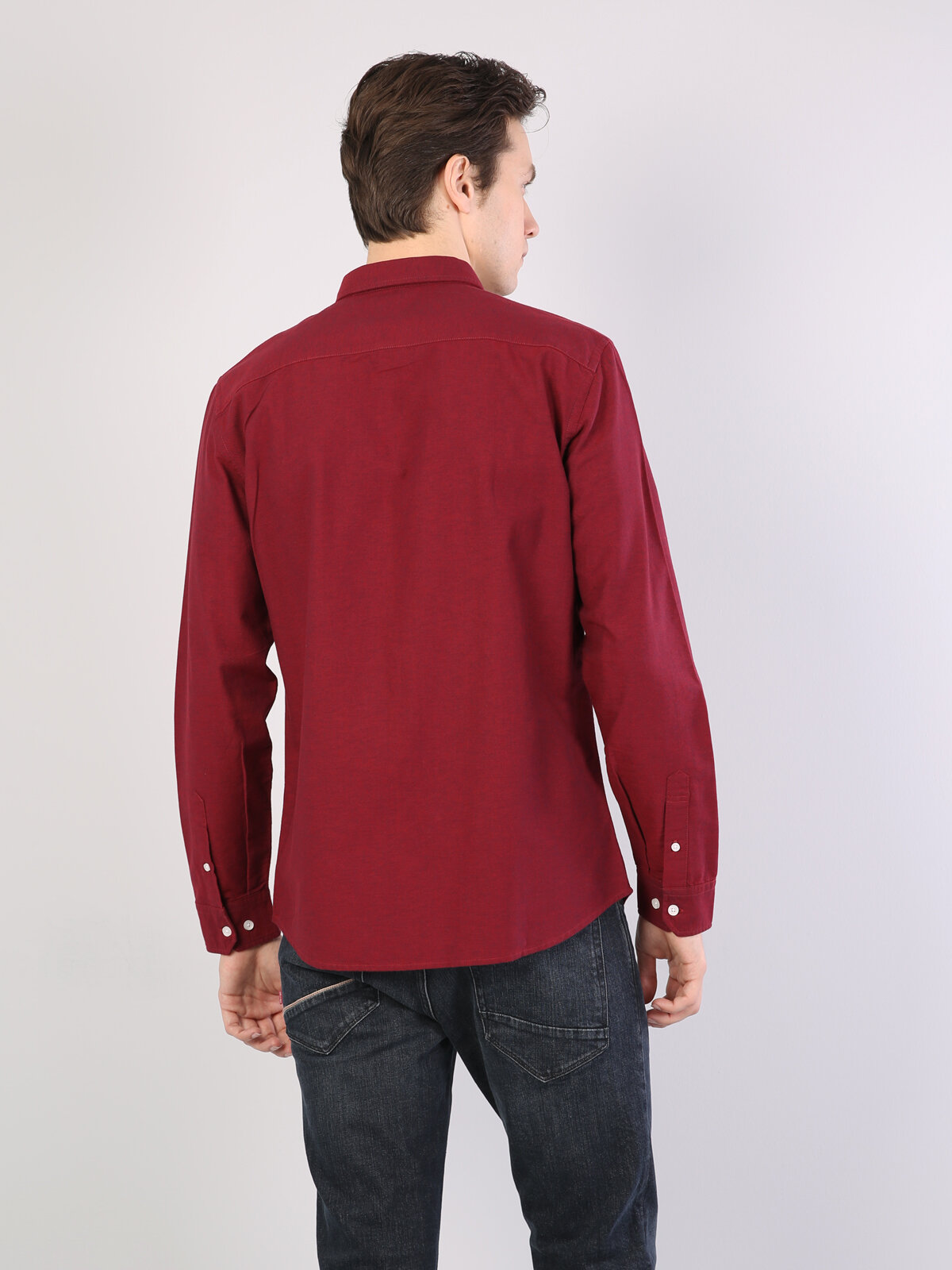 Colins Regular Fit Shirt Neck Erkek Kırmızı Uzun Kol Gömlek. 2