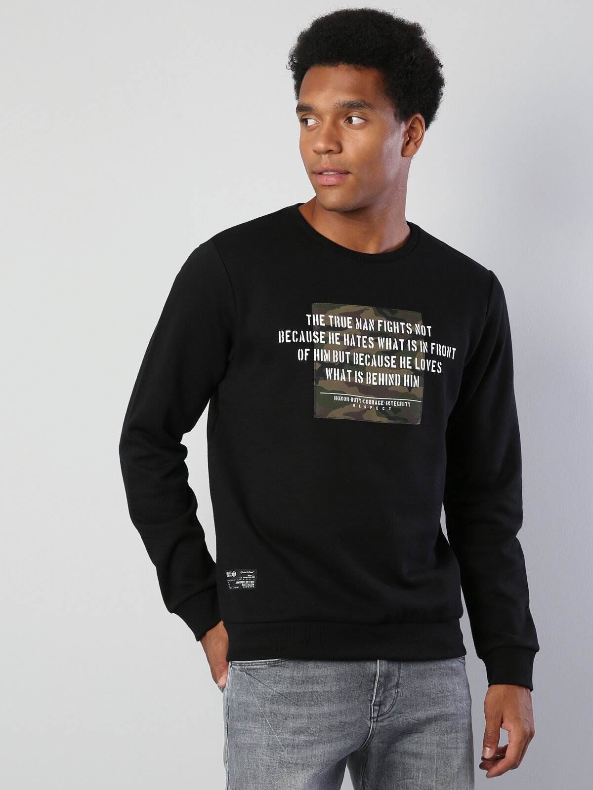 Colins Black Men Sweatshirt. 1