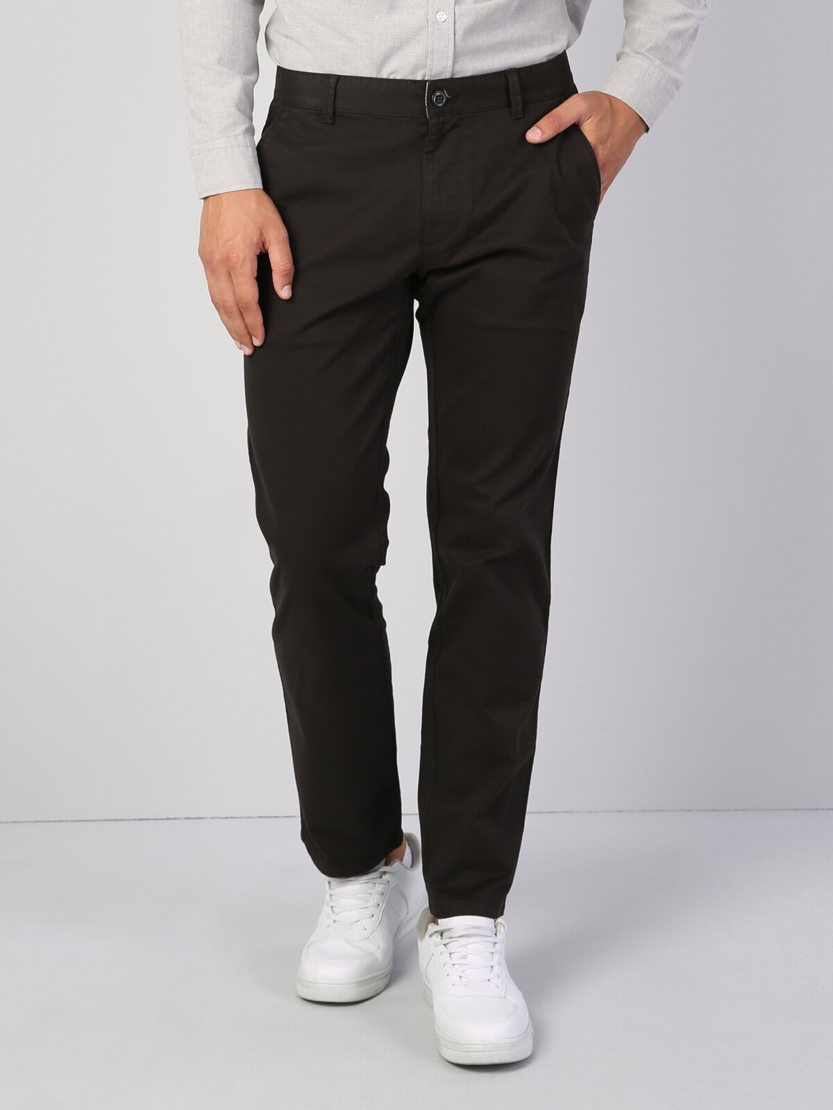 Colins Regular Fit Orta Bel Düz Paça Erkek Kahverengi Pantolon. 4