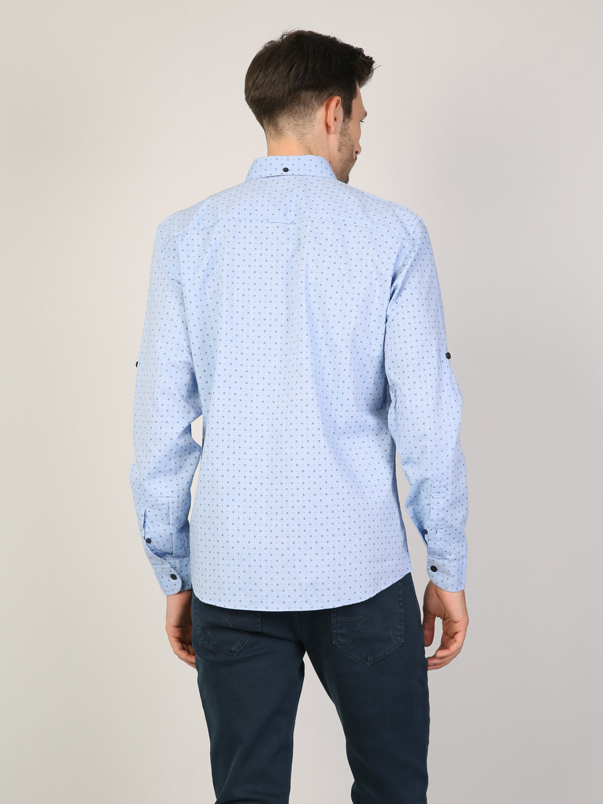 Colins Regular Fit Shirt Neck Erkek Mavi Uzun Kol Gömlek. 2
