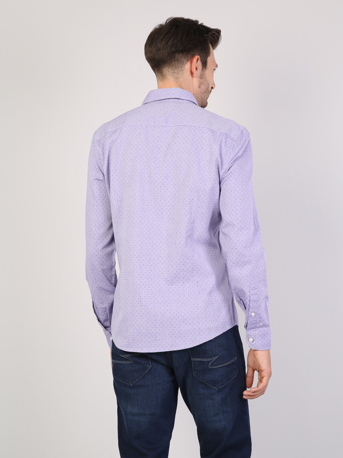 Colins Purple Men Long Sleeve Shirt. 2