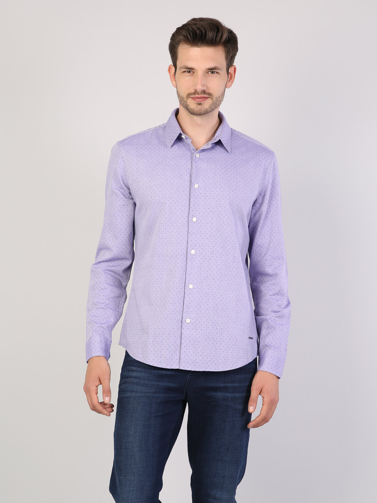 Colins Purple Men Long Sleeve Shirt. 4