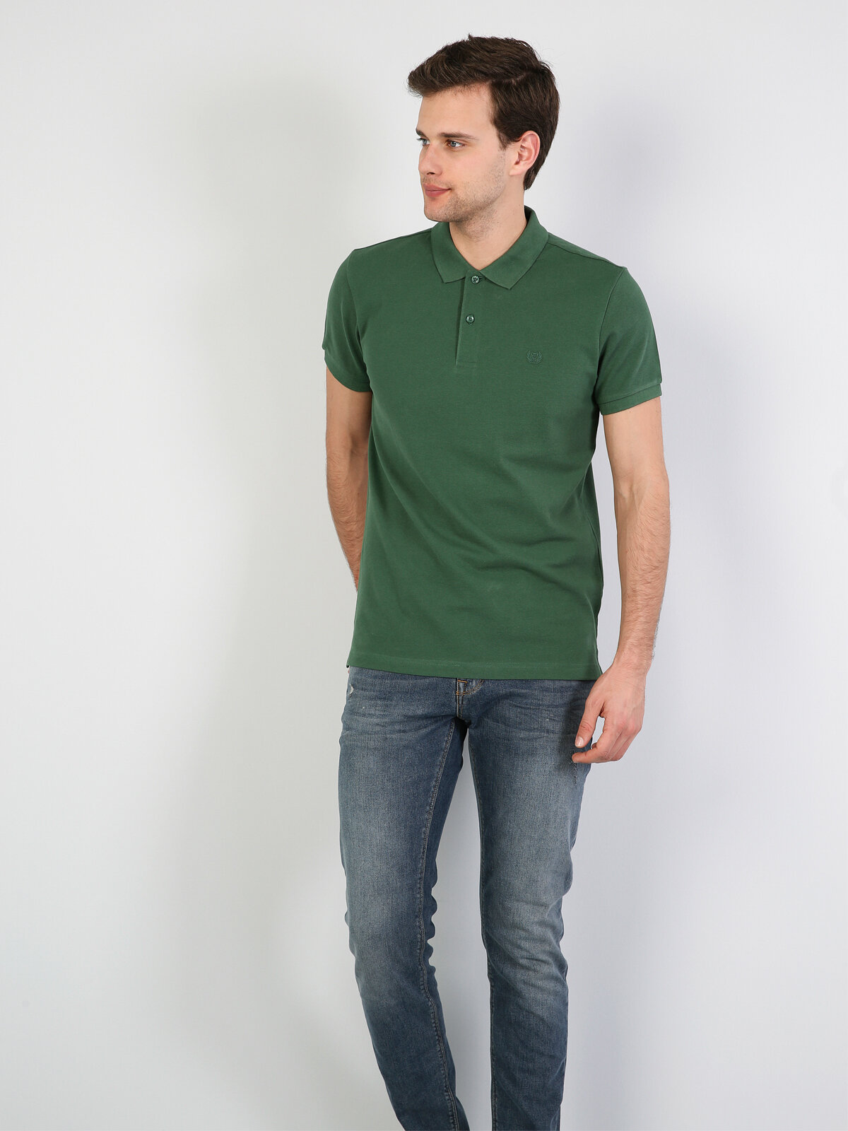 Colins Green Men Short Sleeve Polo Shirt. 3